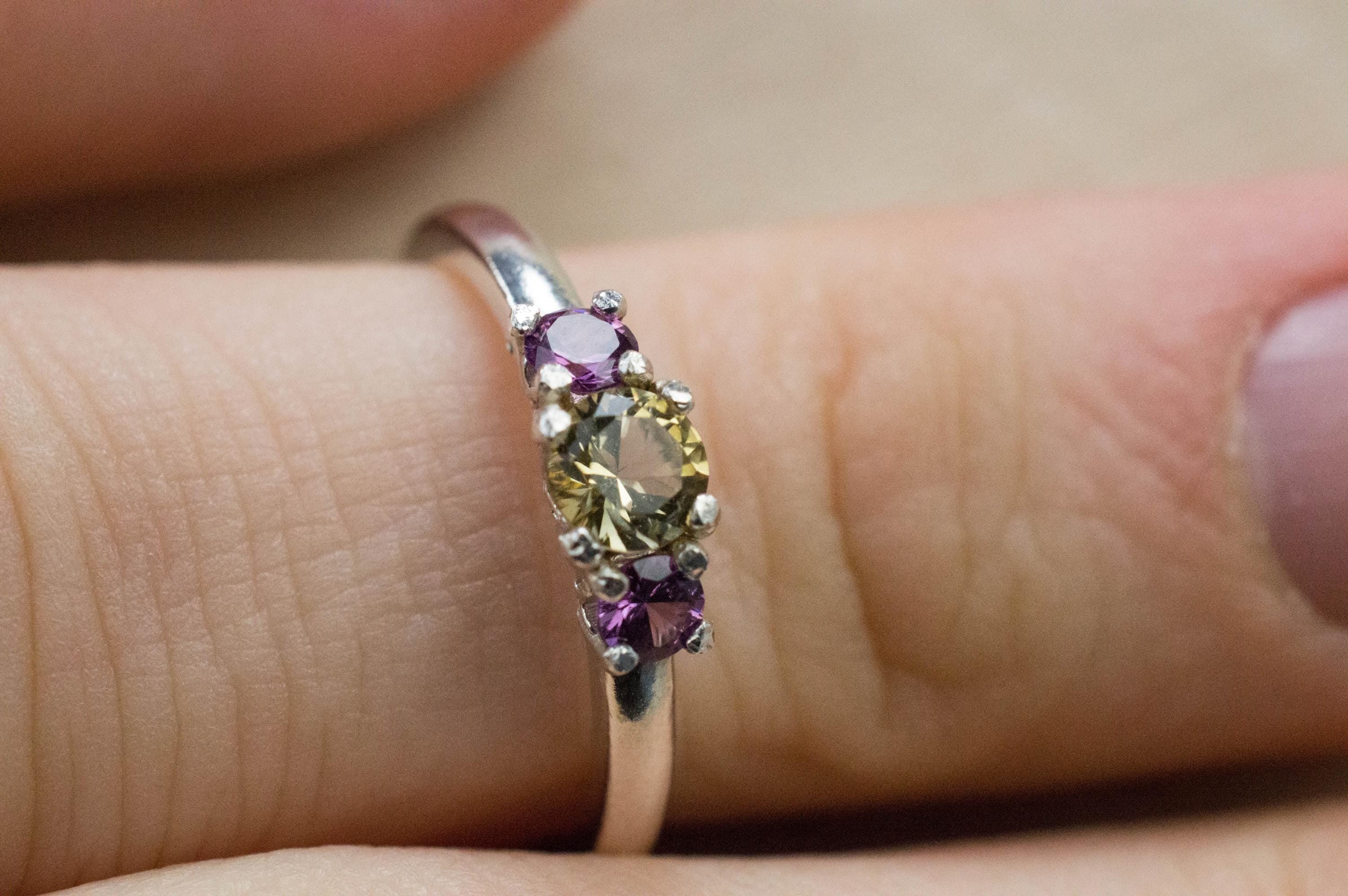 Tourmaline and Garnet Ring, Natural Untreated San Diego Tourmaline and Purple Garnet - Mark Oliver Gems