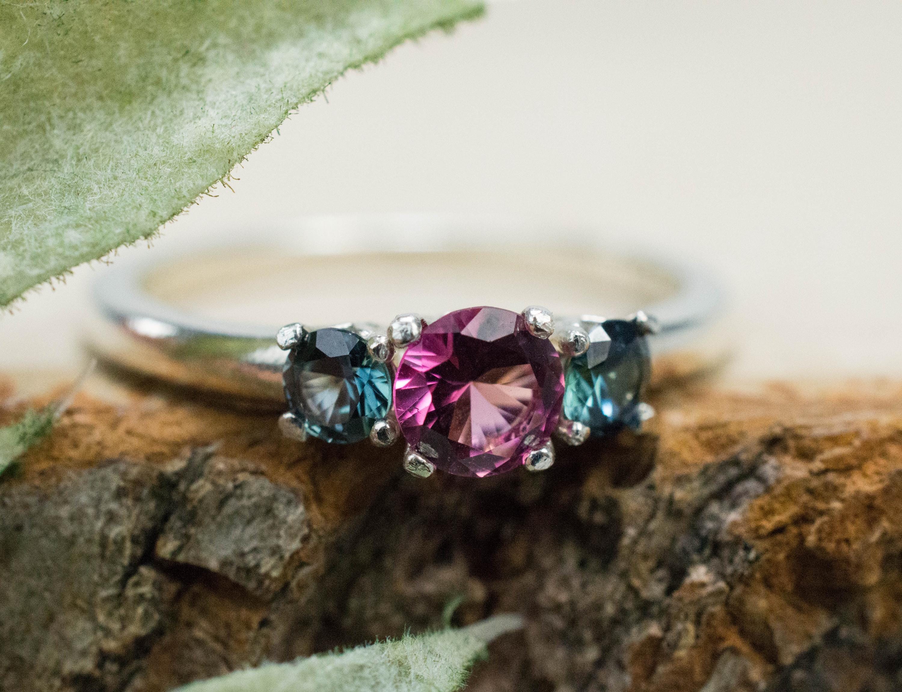 Tourmaline and Sapphire Ring, Natural Untreated San Diego Tourmaline and Sapphire - Mark Oliver Gems