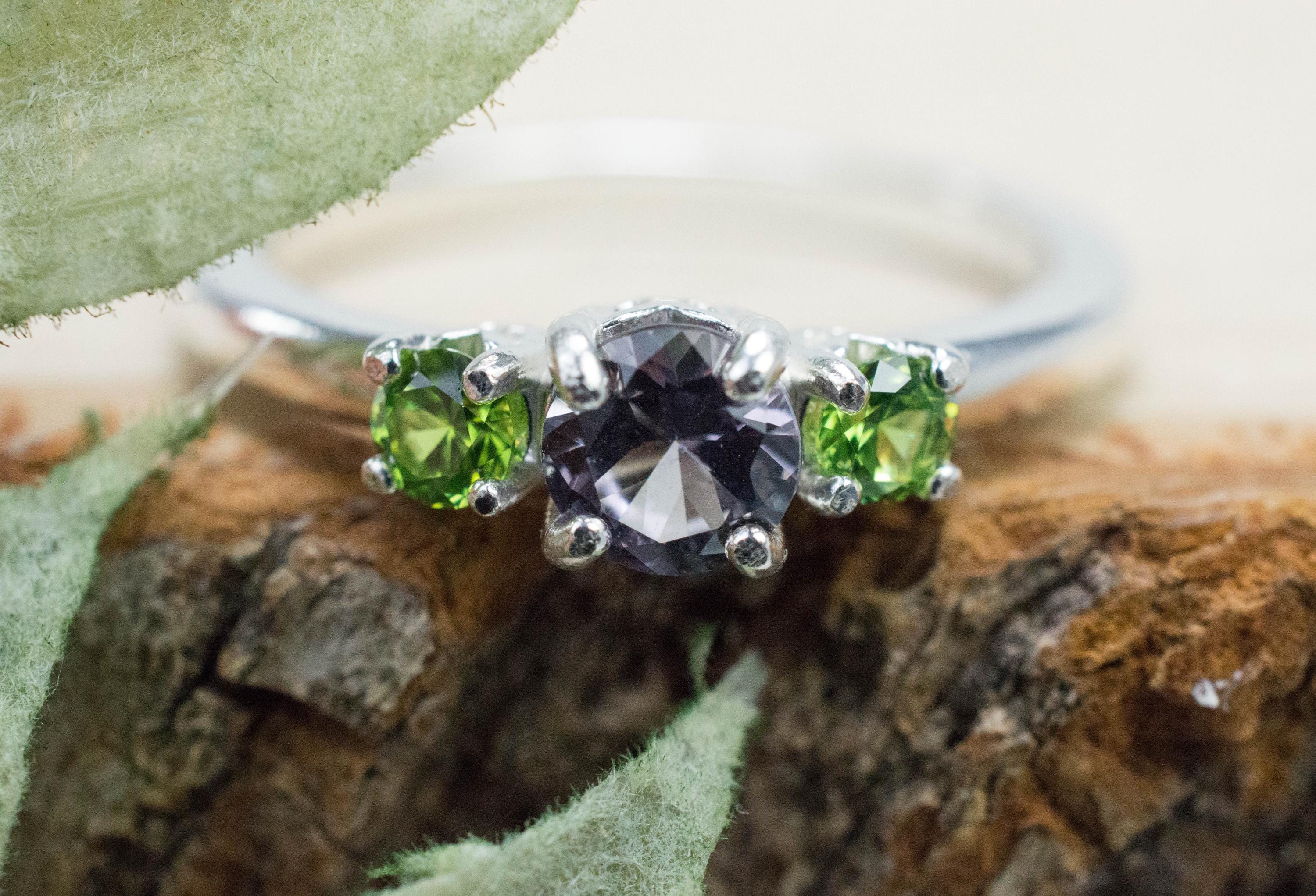 Tourmaline and Demantoid Garnet Ring, Natural Untreated San Diego Tourmaline and Garnet - Mark Oliver Gems