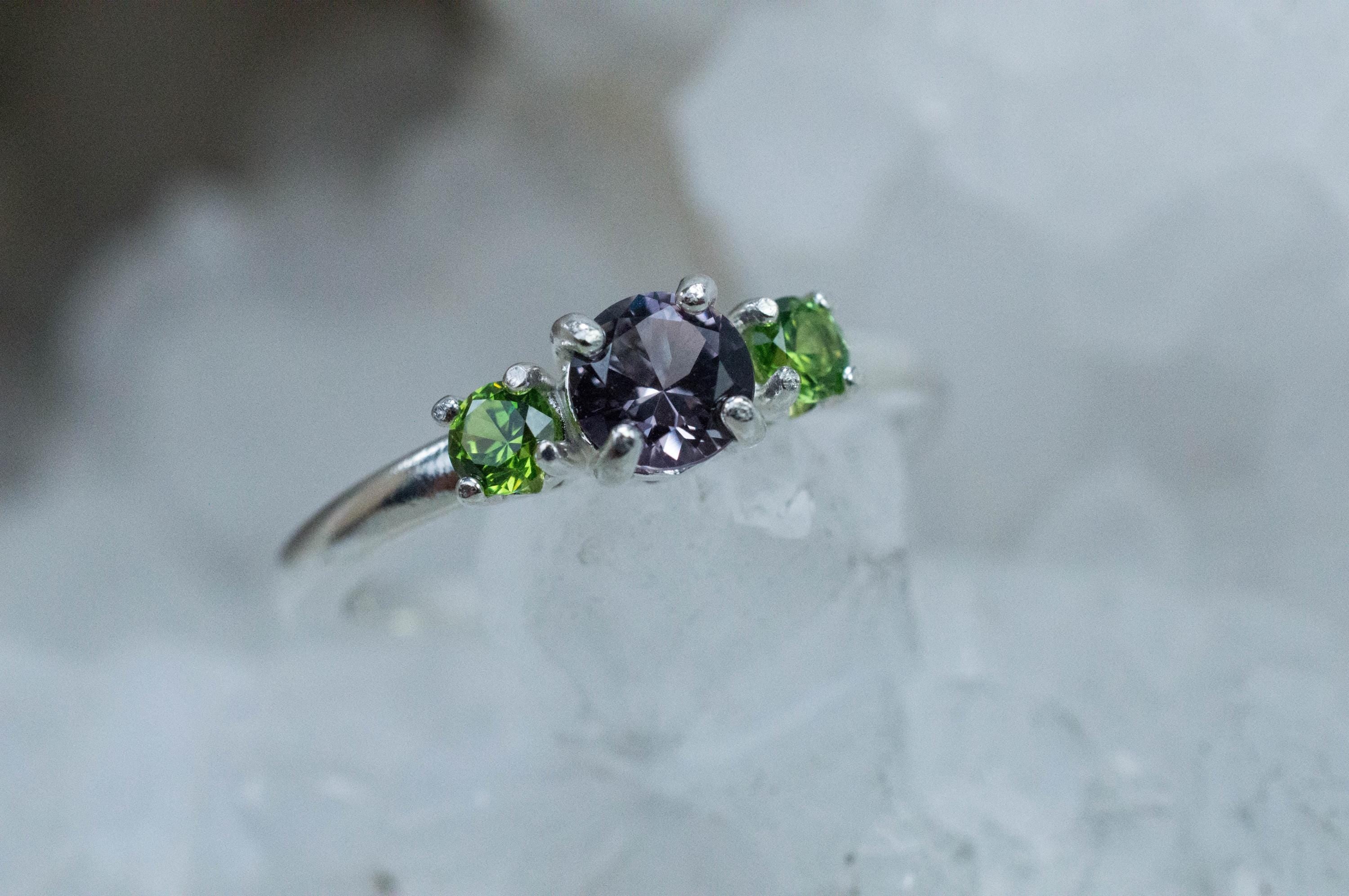 Tourmaline and Demantoid Garnet Ring, Natural Untreated San Diego Tourmaline and Garnet - Mark Oliver Gems