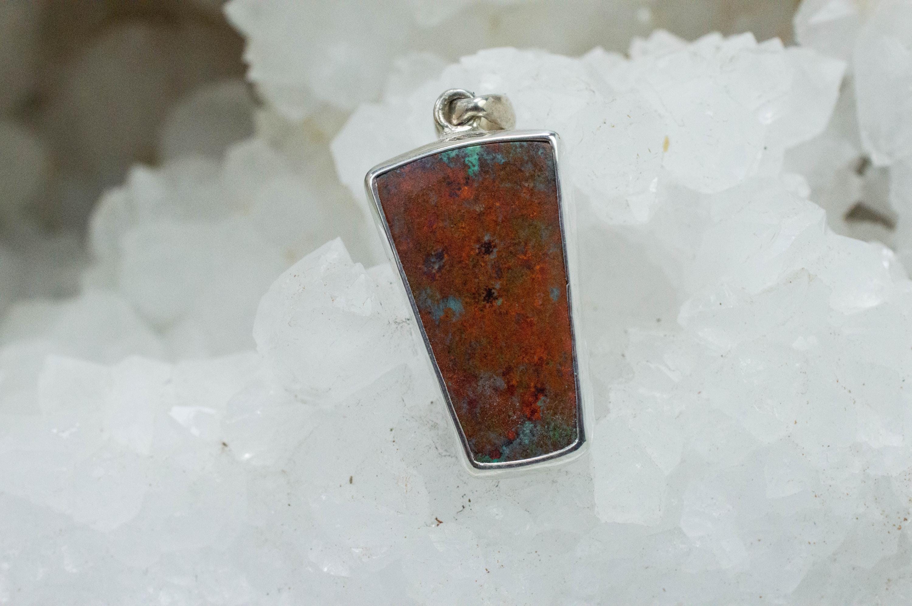 Sonora Sunset Chrysocolla Pendant; Natural Untreated Chrysocolla; 26x16mm - Mark Oliver Gems