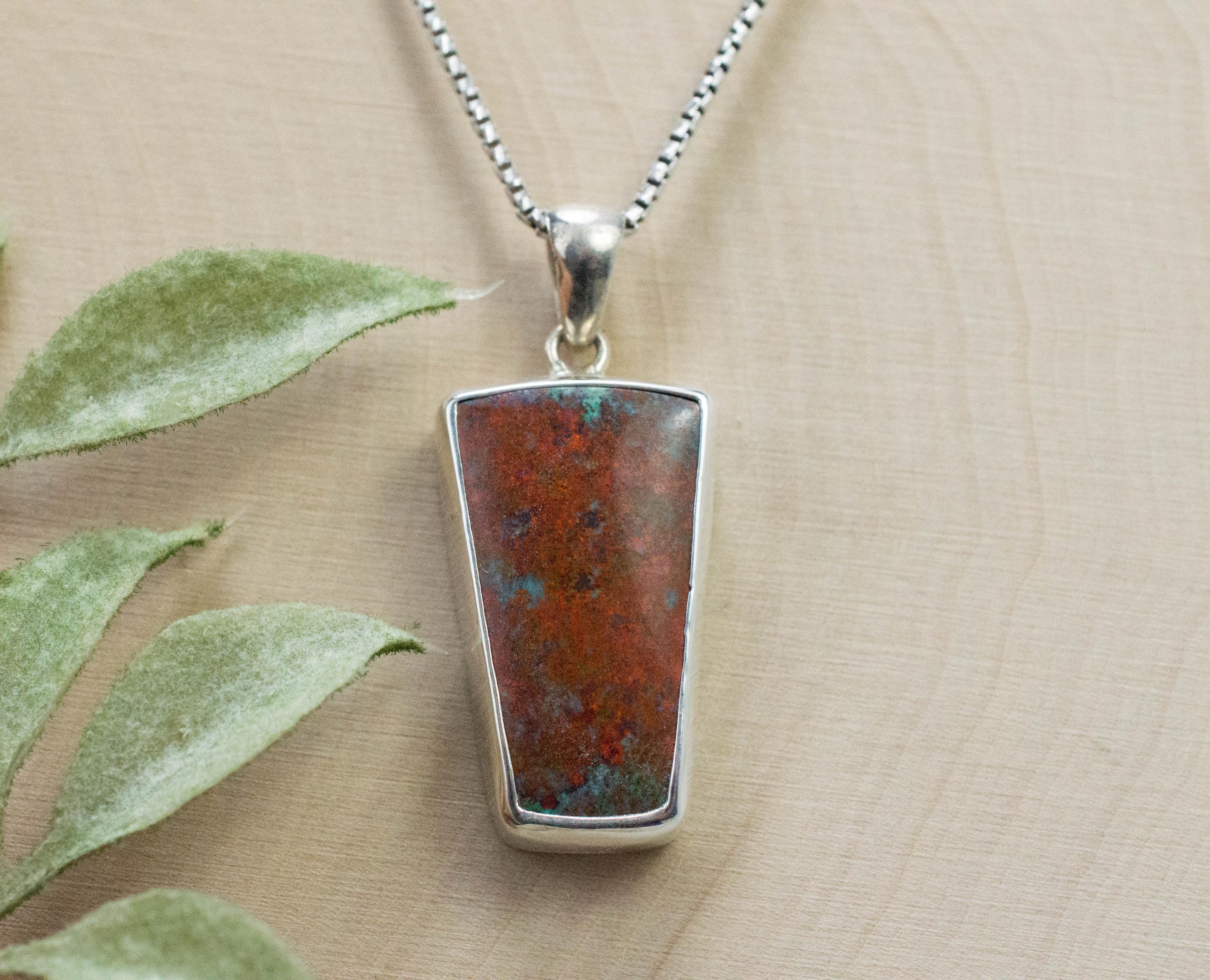 Sonora Sunset Chrysocolla Pendant; Natural Untreated Chrysocolla; 26x16mm - Mark Oliver Gems