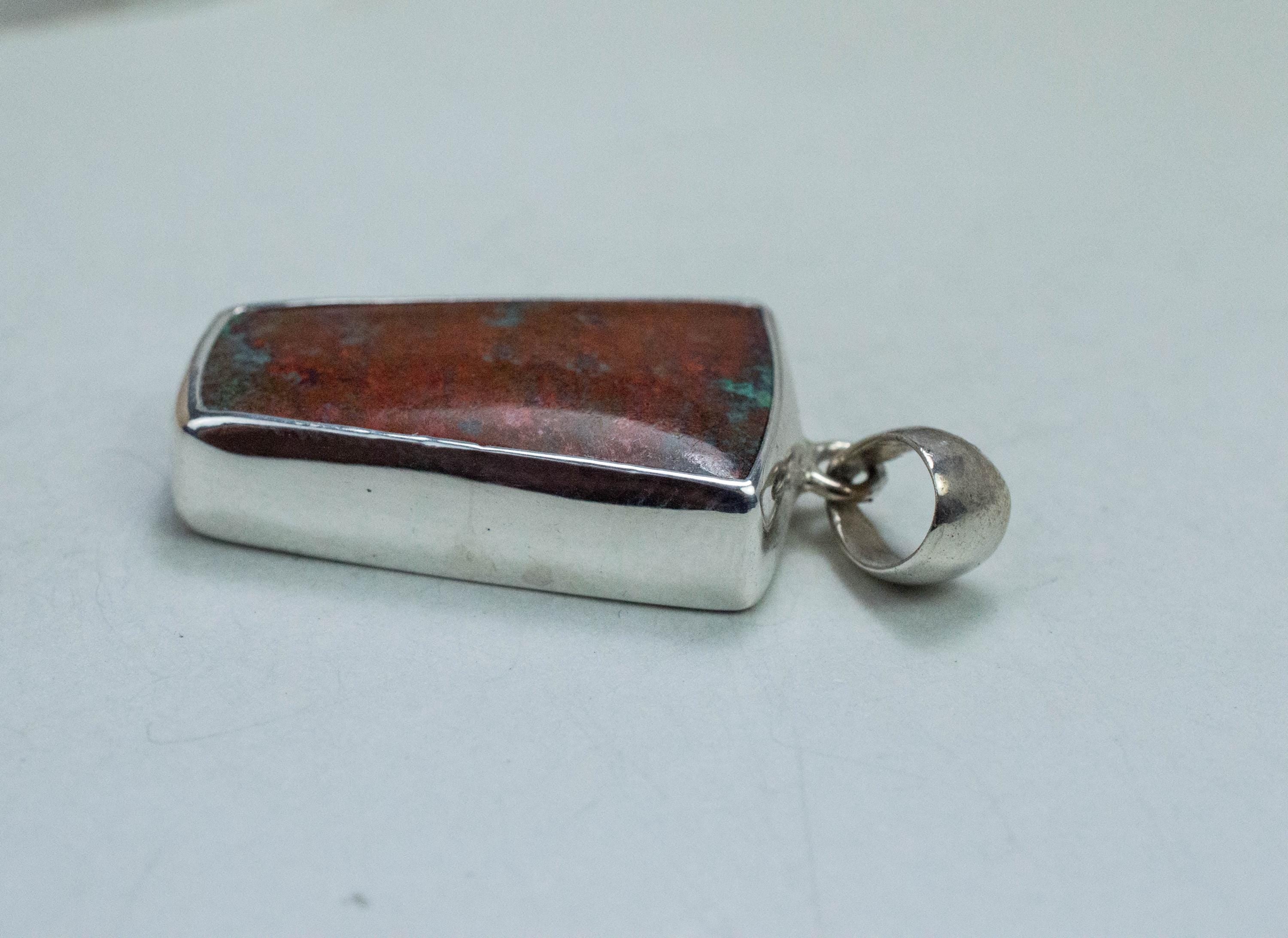 Sonora Sunset Chrysocolla Pendant; Natural Untreated Chrysocolla; 26x16mm - Mark Oliver Gems