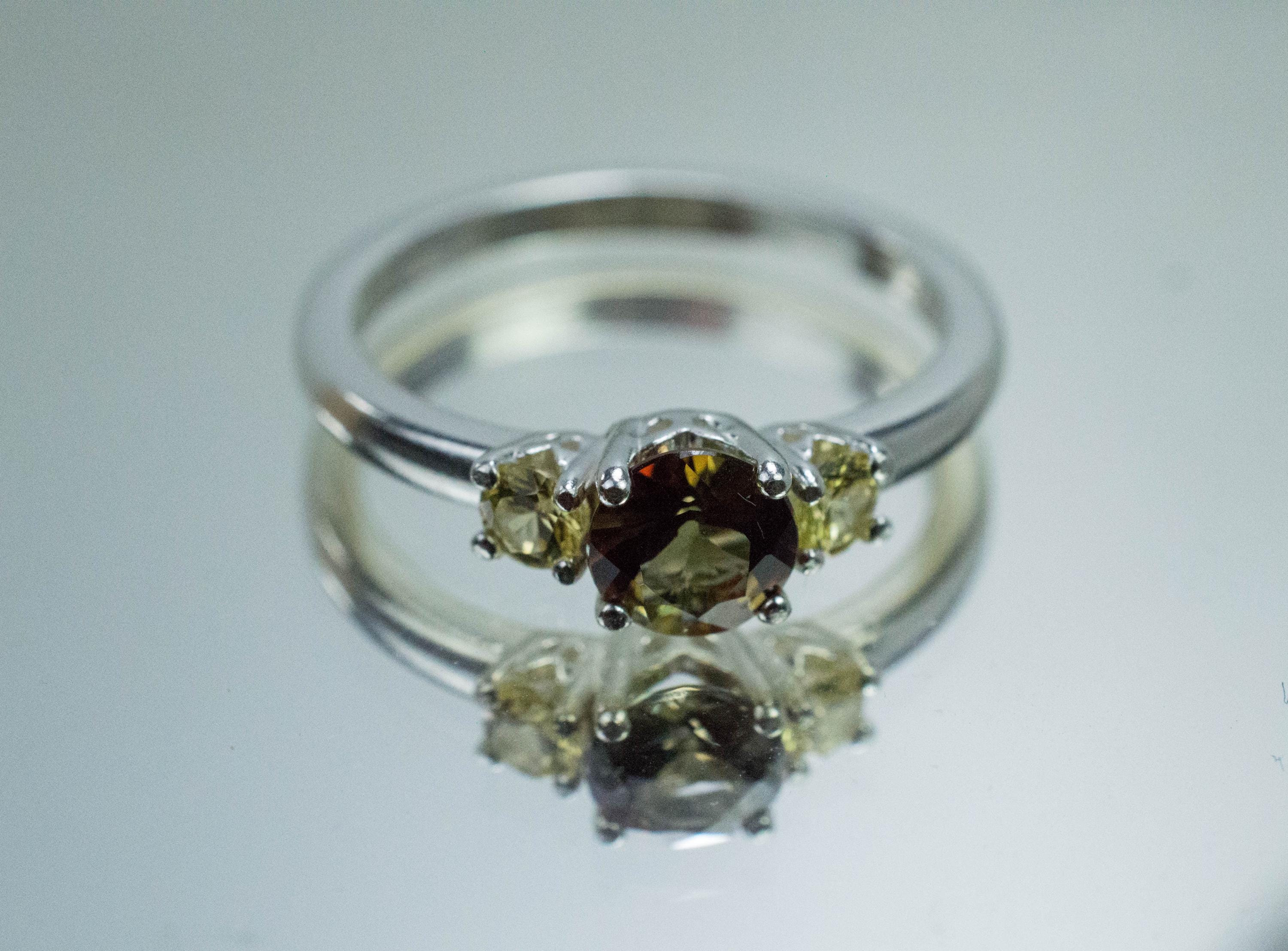 Andalusite and Sapphire Ring; Natural Untreated Brazil Andalusite - Mark Oliver Gems