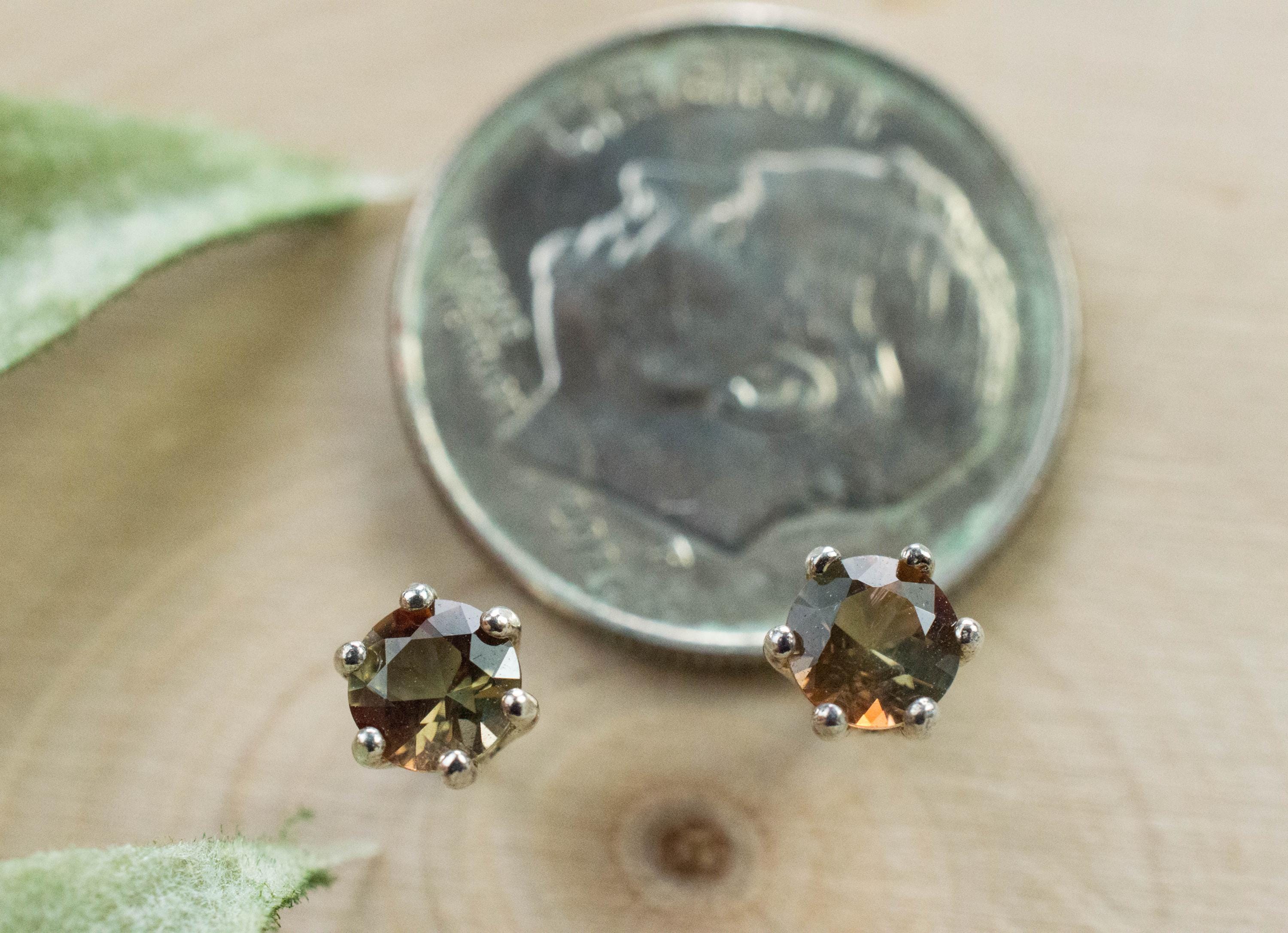 Andalusite Earrings; Natural Untreated Brazilian Andalusite; 0.445cts - Mark Oliver Gems