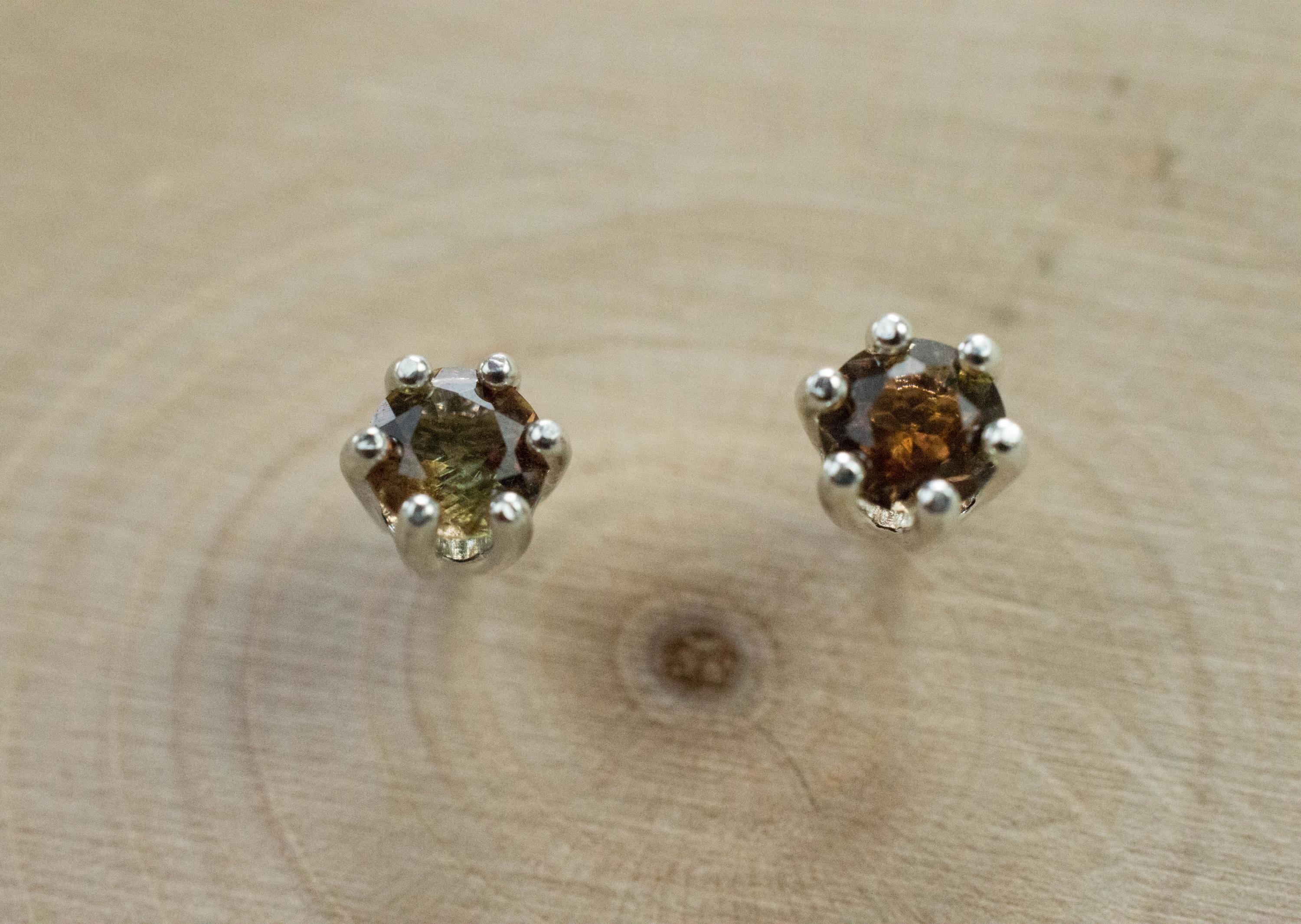Andalusite Earrings; Natural Untreated Brazilian Andalusite; 0.450cts - Mark Oliver Gems
