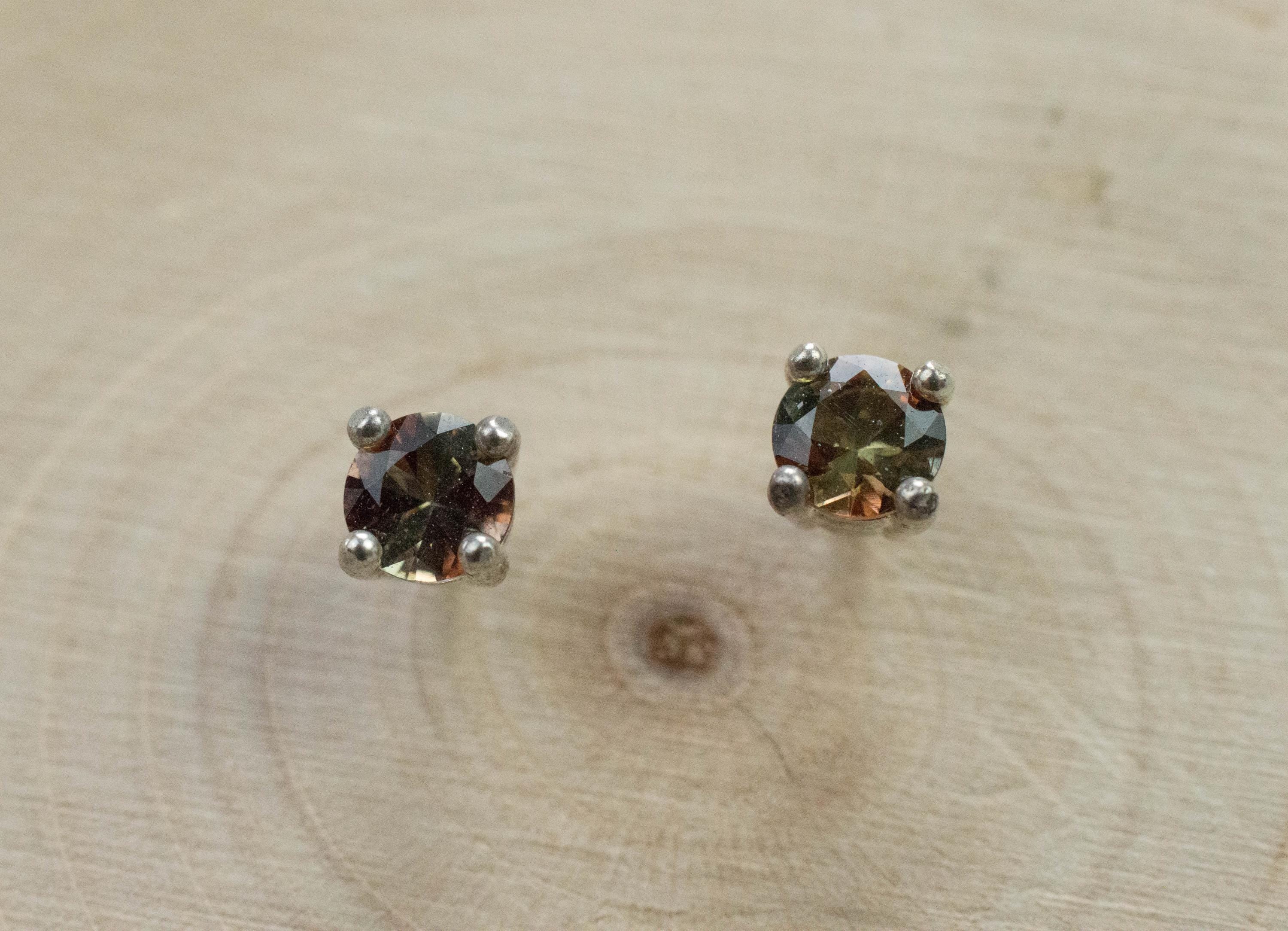 Andalusite Earrings; Natural Untreated Brazilian Andalusite; 0.455cts - Mark Oliver Gems