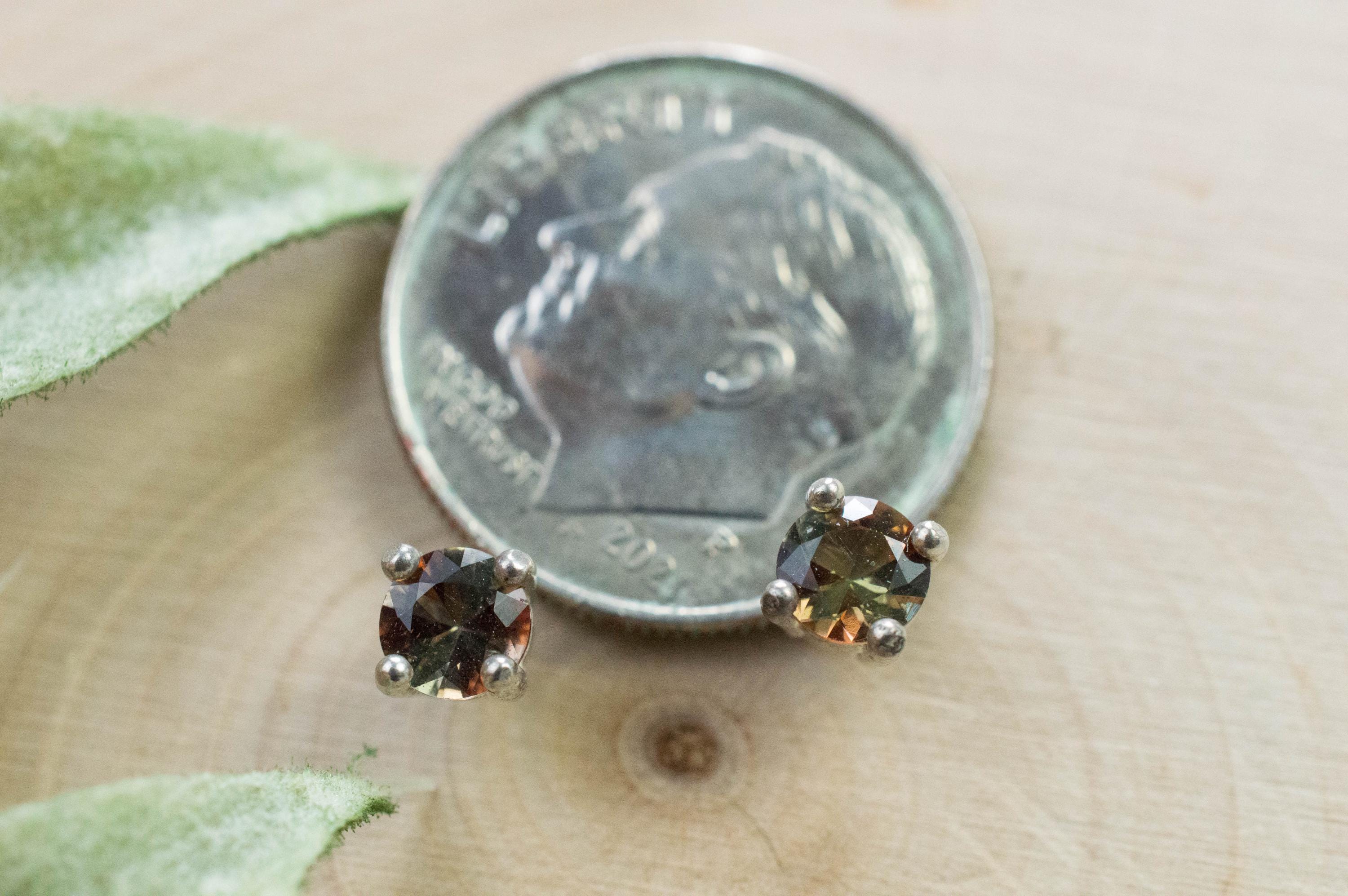 Andalusite Earrings; Natural Untreated Brazilian Andalusite; 0.455cts - Mark Oliver Gems