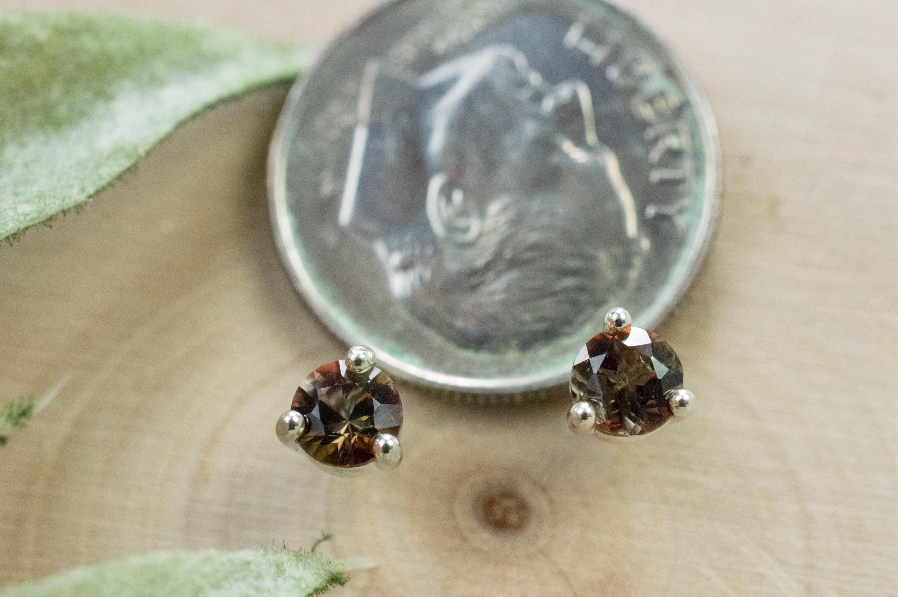 Andalusite Earrings; Natural Untreated Brazilian Andalusite; 0.515cts - Mark Oliver Gems