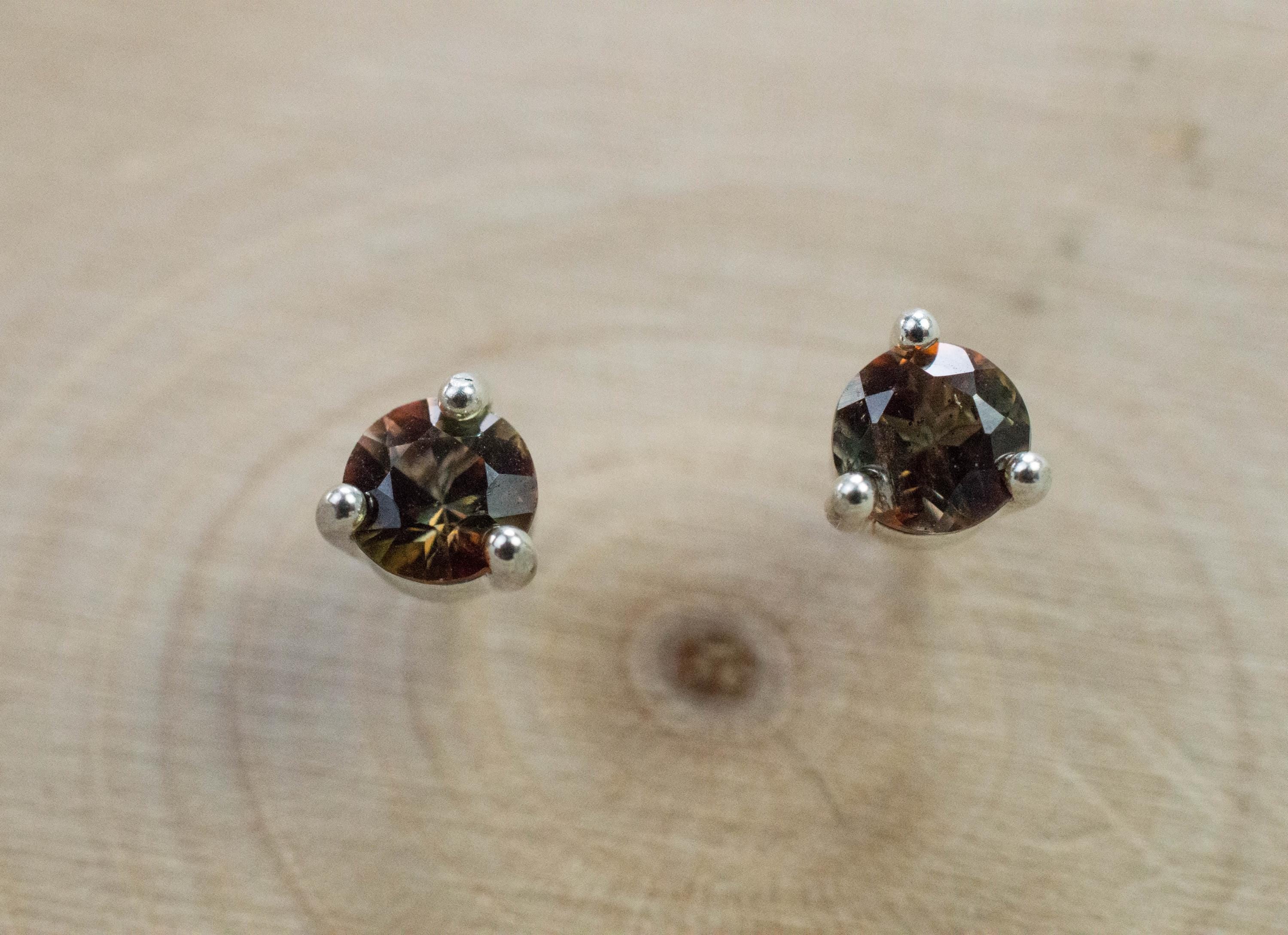 Andalusite Earrings; Natural Untreated Brazilian Andalusite; 0.515cts - Mark Oliver Gems