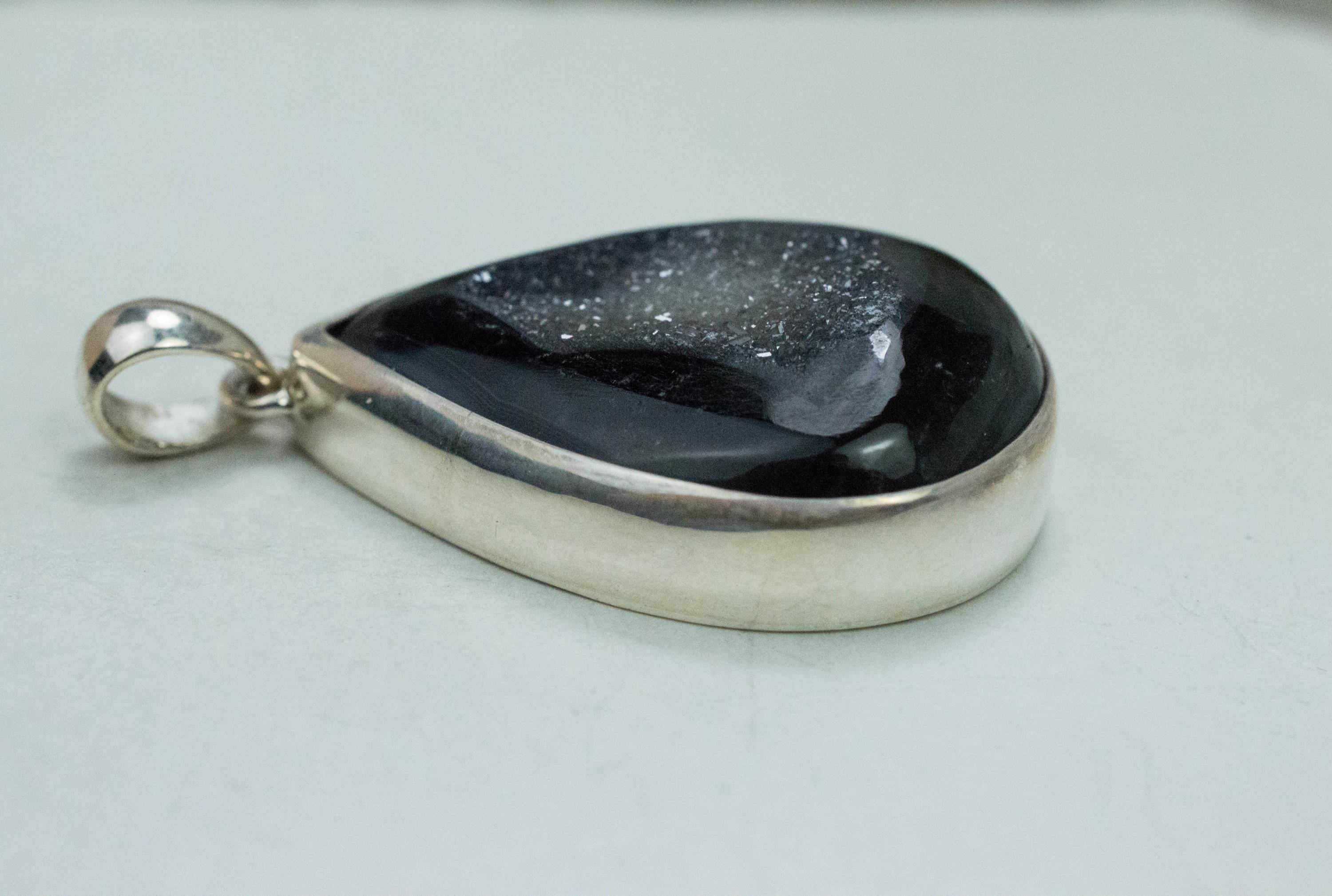 Druzy Agate Pendant, Natural Untreated Brazil Agate; 29x21mm - Mark Oliver Gems