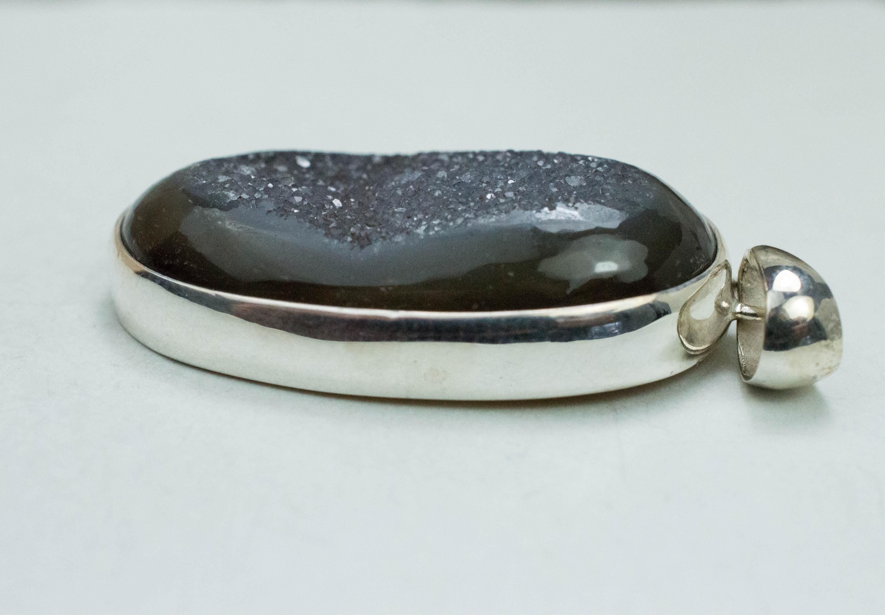 Druzy Agate Pendant, Natural Untreated Brazil Agate; 36x21mm - Mark Oliver Gems