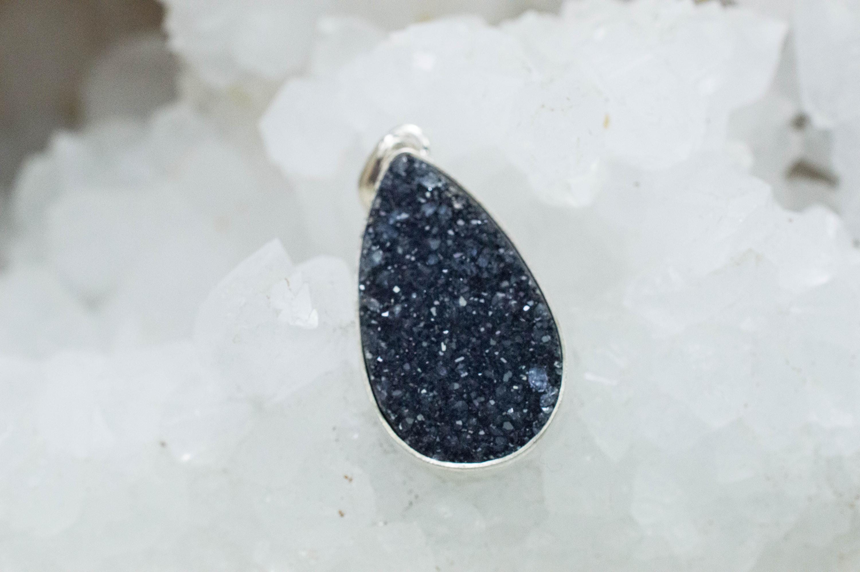 Druzy Agate Pendant, Natural Untreated Brazil Agate; 26x16mm - Mark Oliver Gems
