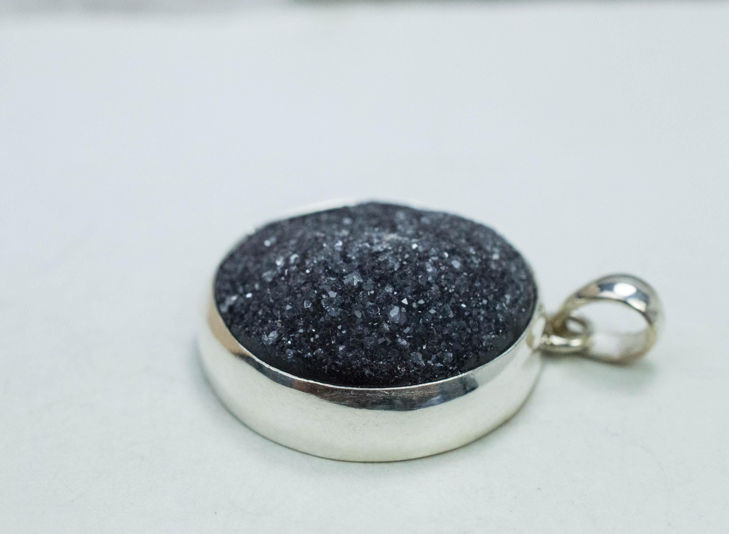 Druzy Agate Pendant, Natural Untreated Brazil Agate; 23mm - Mark Oliver Gems