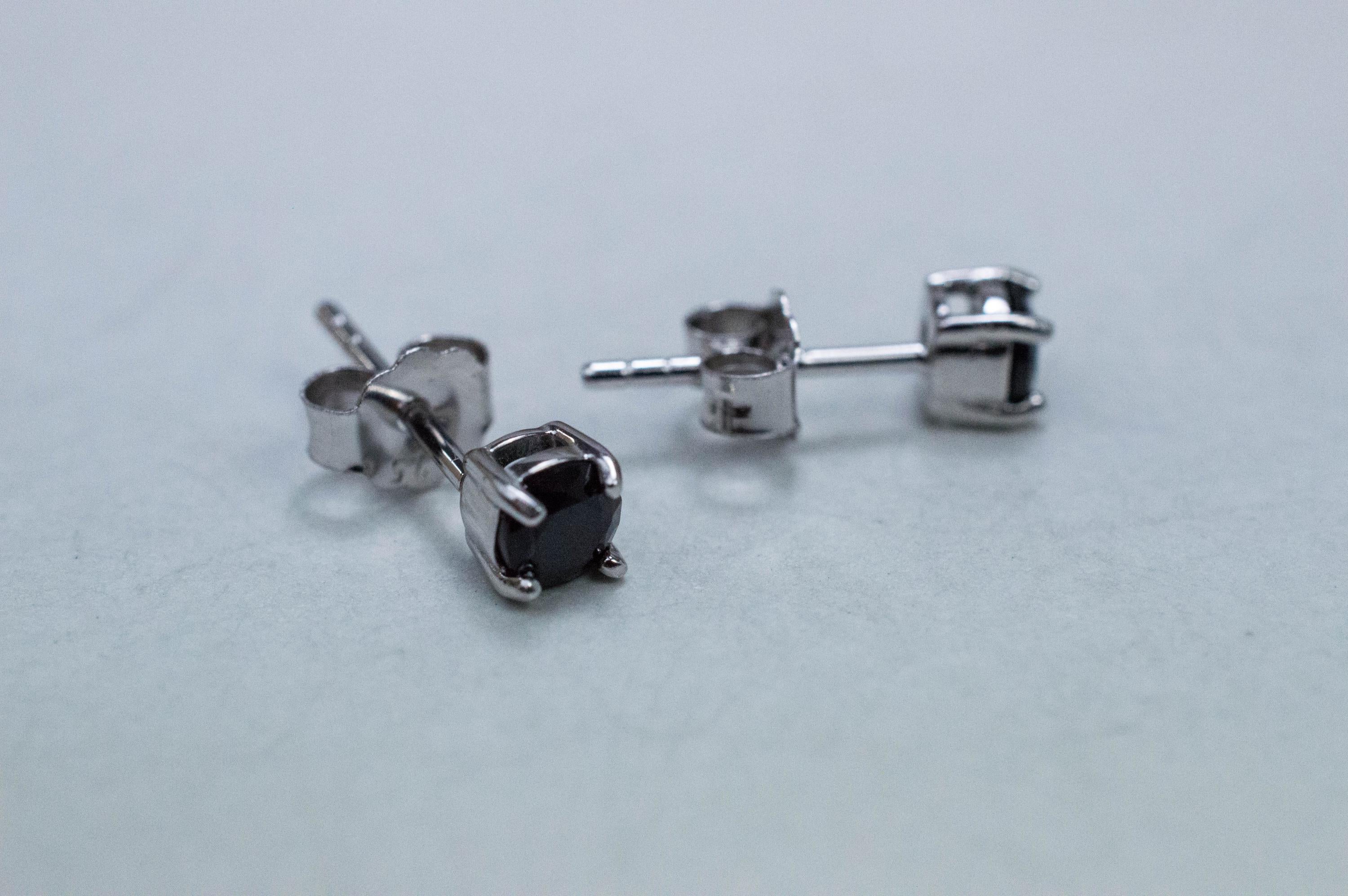 Black Spinel Earrings; Natural Untreated Thailand Spinel; 0.575cts - Mark Oliver Gems