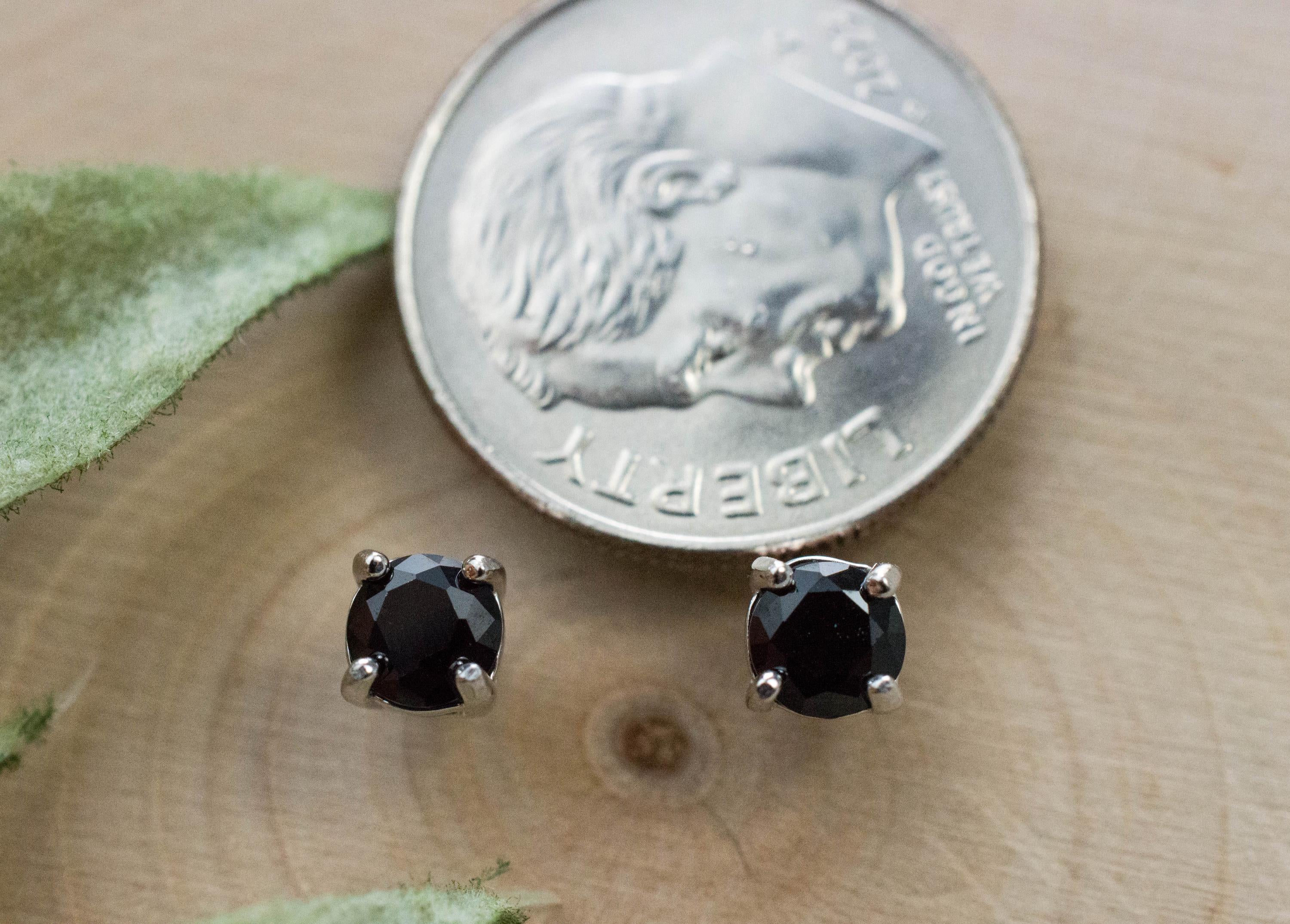 Black Spinel Earrings; Natural Untreated Thailand Spinel; 0.575cts - Mark Oliver Gems
