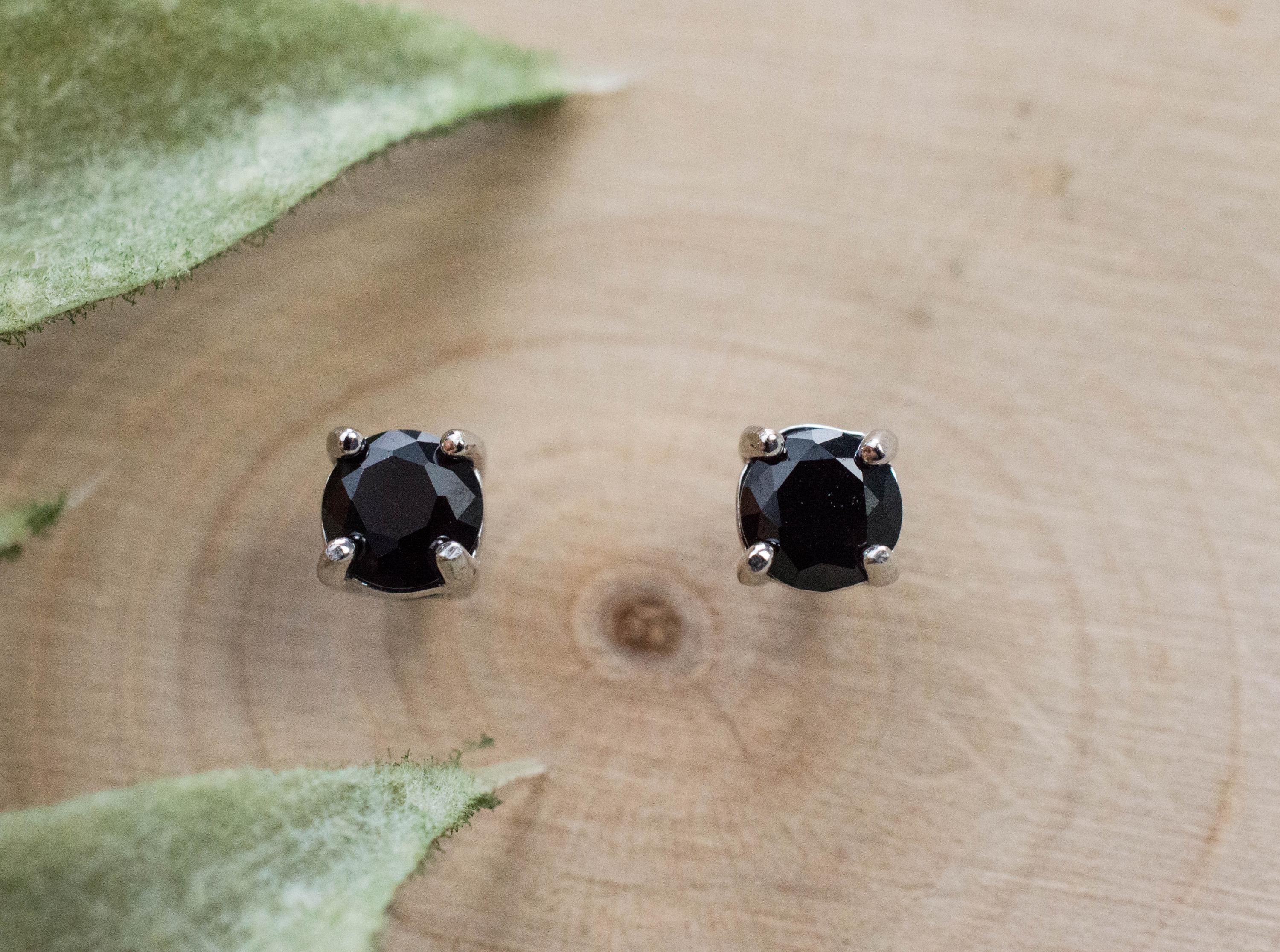 Black Spinel Earrings; Natural Untreated Thailand Spinel; 0.575cts - Mark Oliver Gems