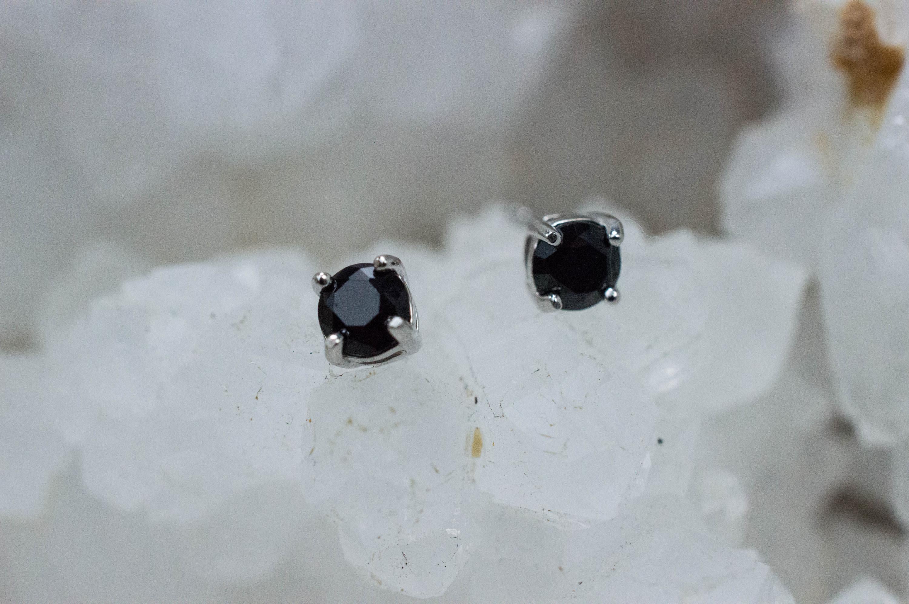 Black Spinel Earrings; Natural Untreated Thailand Spinel; 0.575cts - Mark Oliver Gems