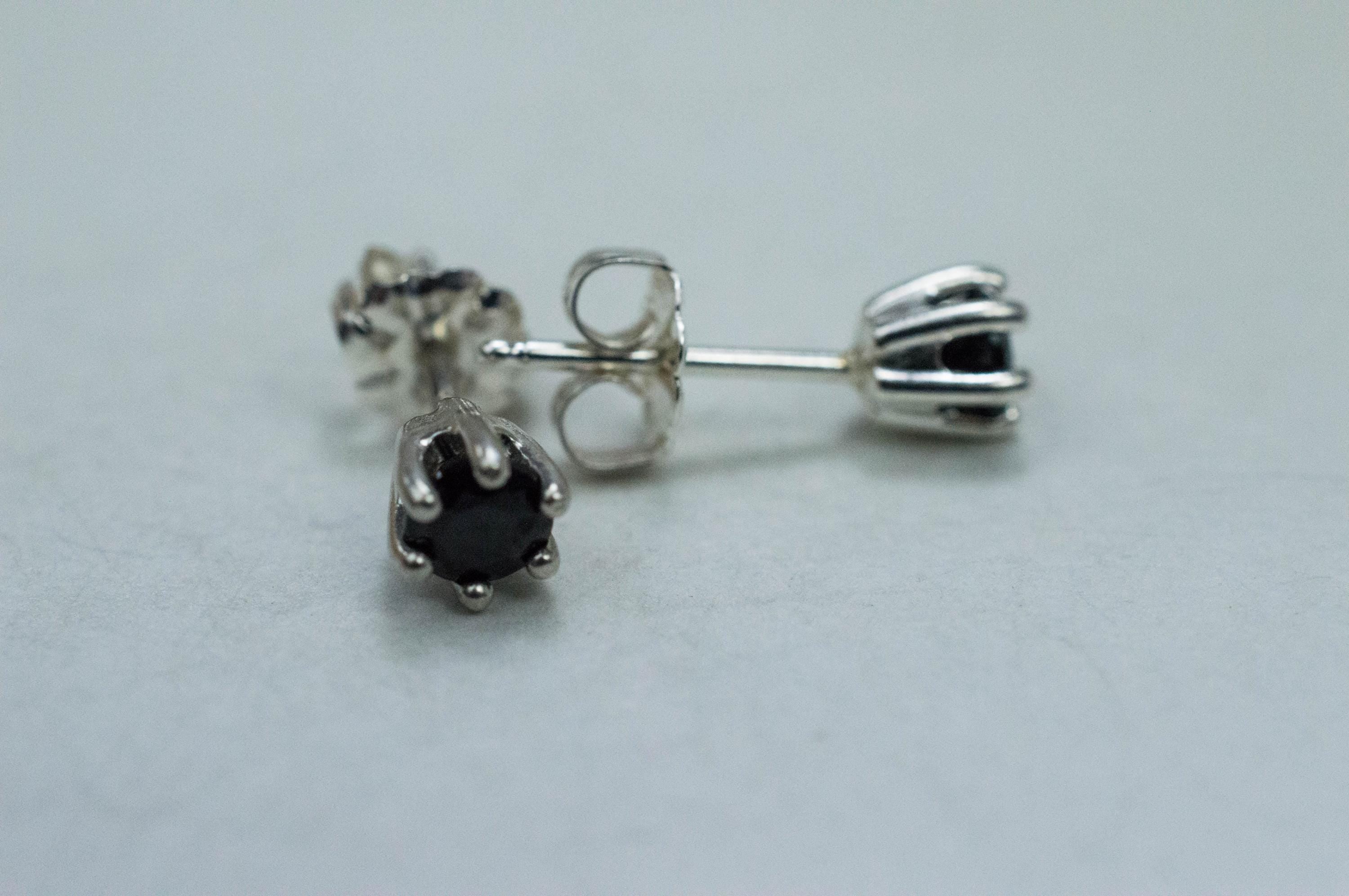 Black Spinel Earrings; Natural Untreated Thailand Spinel; 0.585cts - Mark Oliver Gems