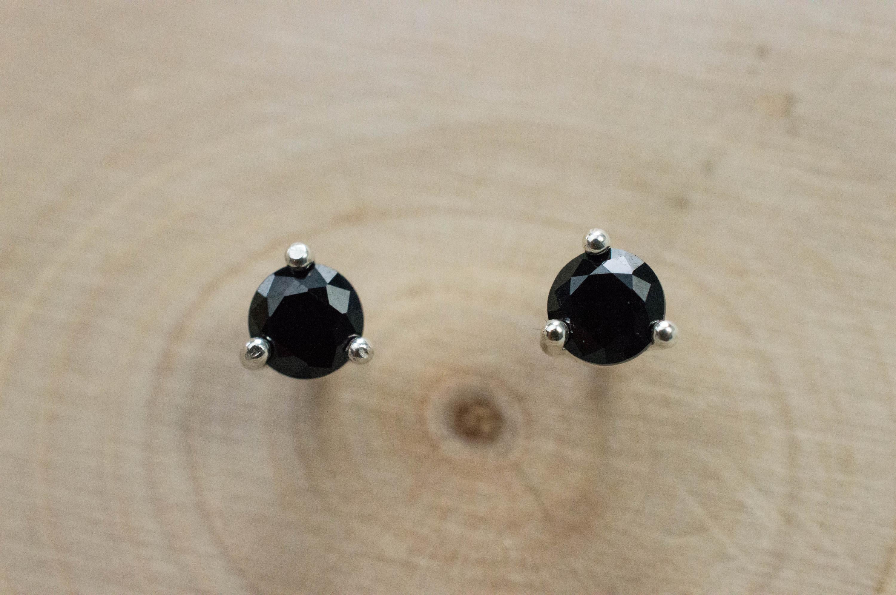 Black Spinel Earrings; Natural Untreated Thailand Spinel; 0.600cts - Mark Oliver Gems
