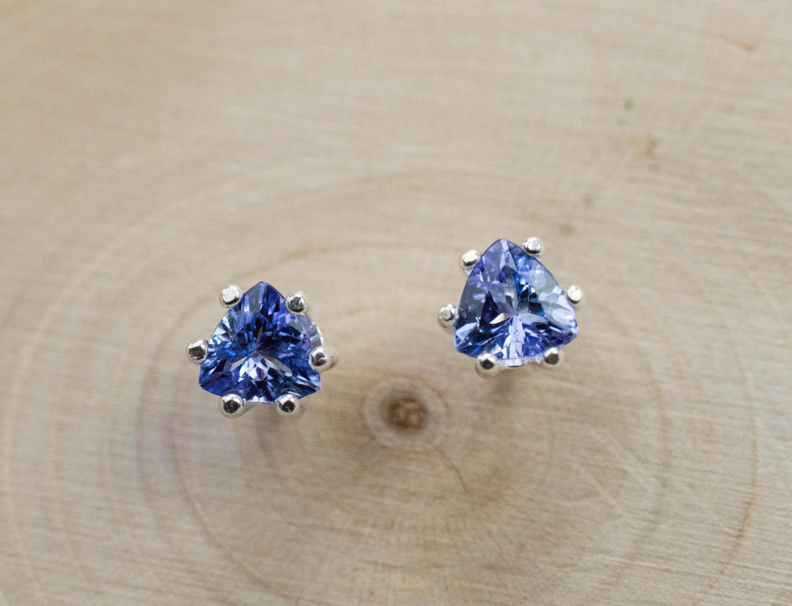 Tanzanite Earrings; Natural Tanzania Tanzanite; 0.940cts - Mark Oliver Gems