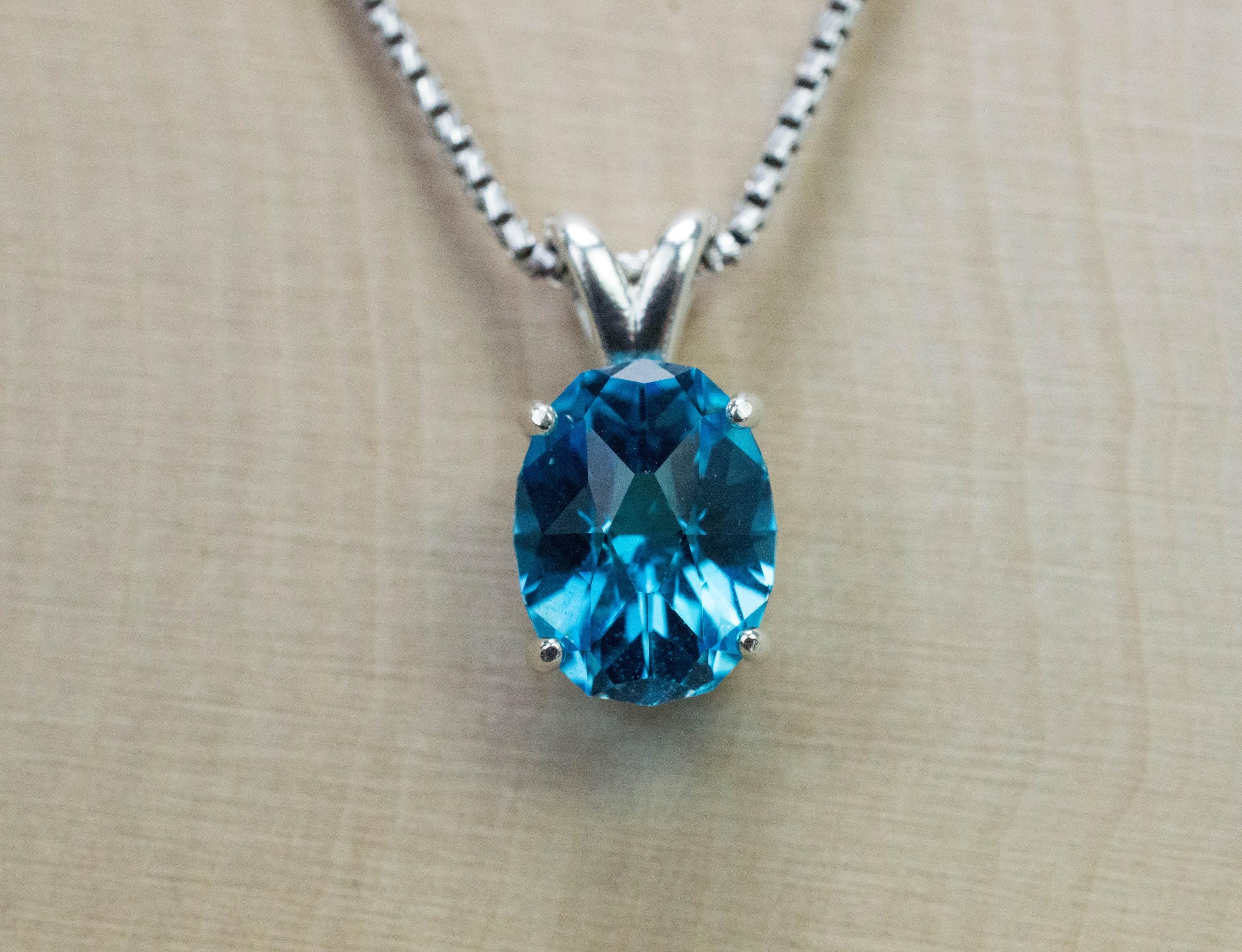 Blue Topaz Pendant; Natural Brazilian Topaz; 4.340cts - Mark Oliver Gems