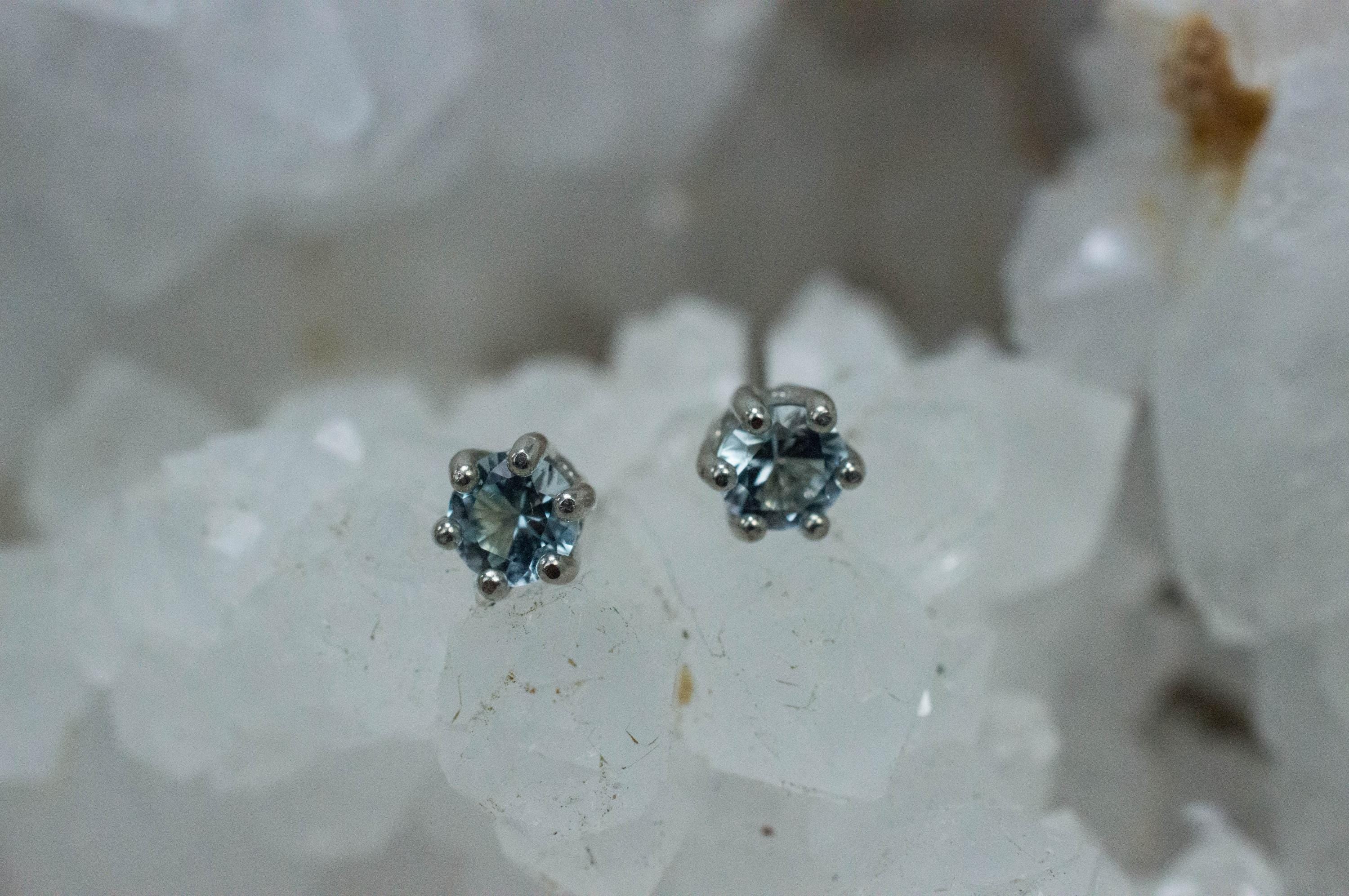 Blue Topaz Earrings; Natural Brazilian Topaz; 0.530cts - Mark Oliver Gems