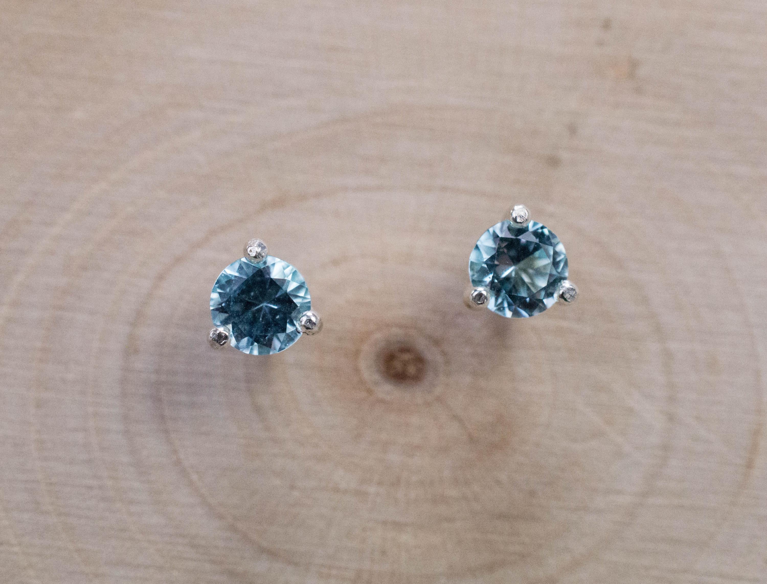 Blue Topaz Earrings; Natural Brazilian Topaz; 0.565cts - Mark Oliver Gems