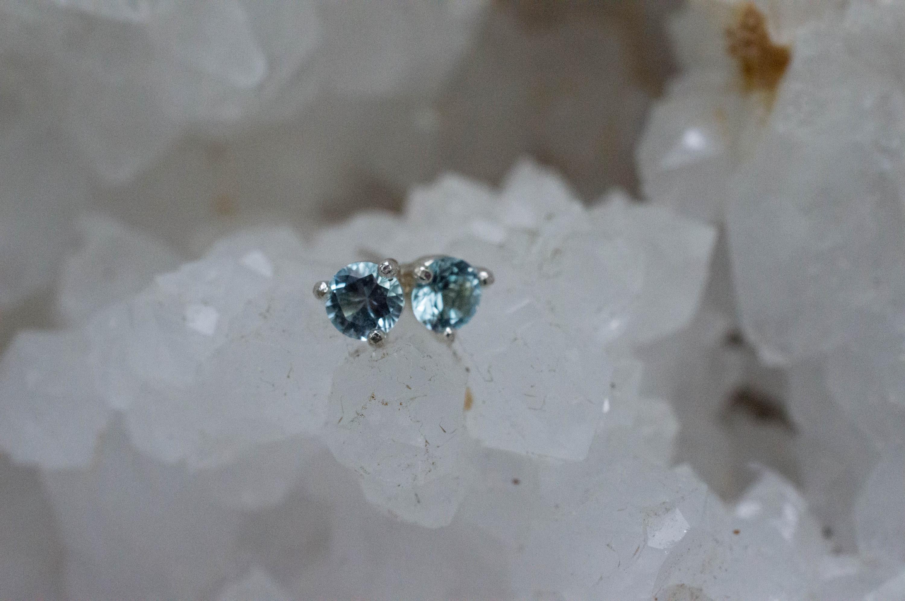 Blue Topaz Earrings; Natural Brazilian Topaz; 0.565cts - Mark Oliver Gems