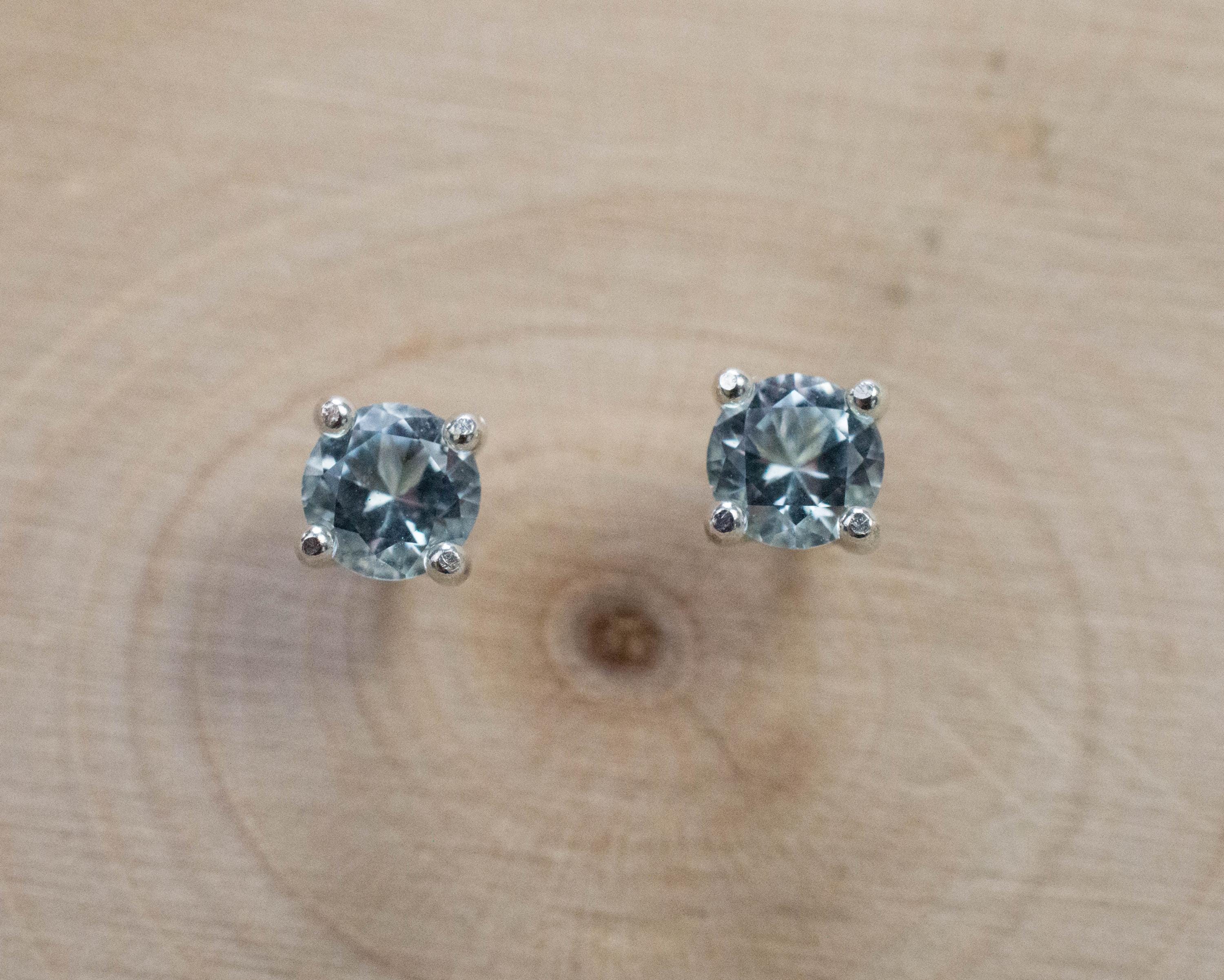 Blue Topaz Earrings; Natural Brazilian Topaz; 0.580cts - Mark Oliver Gems