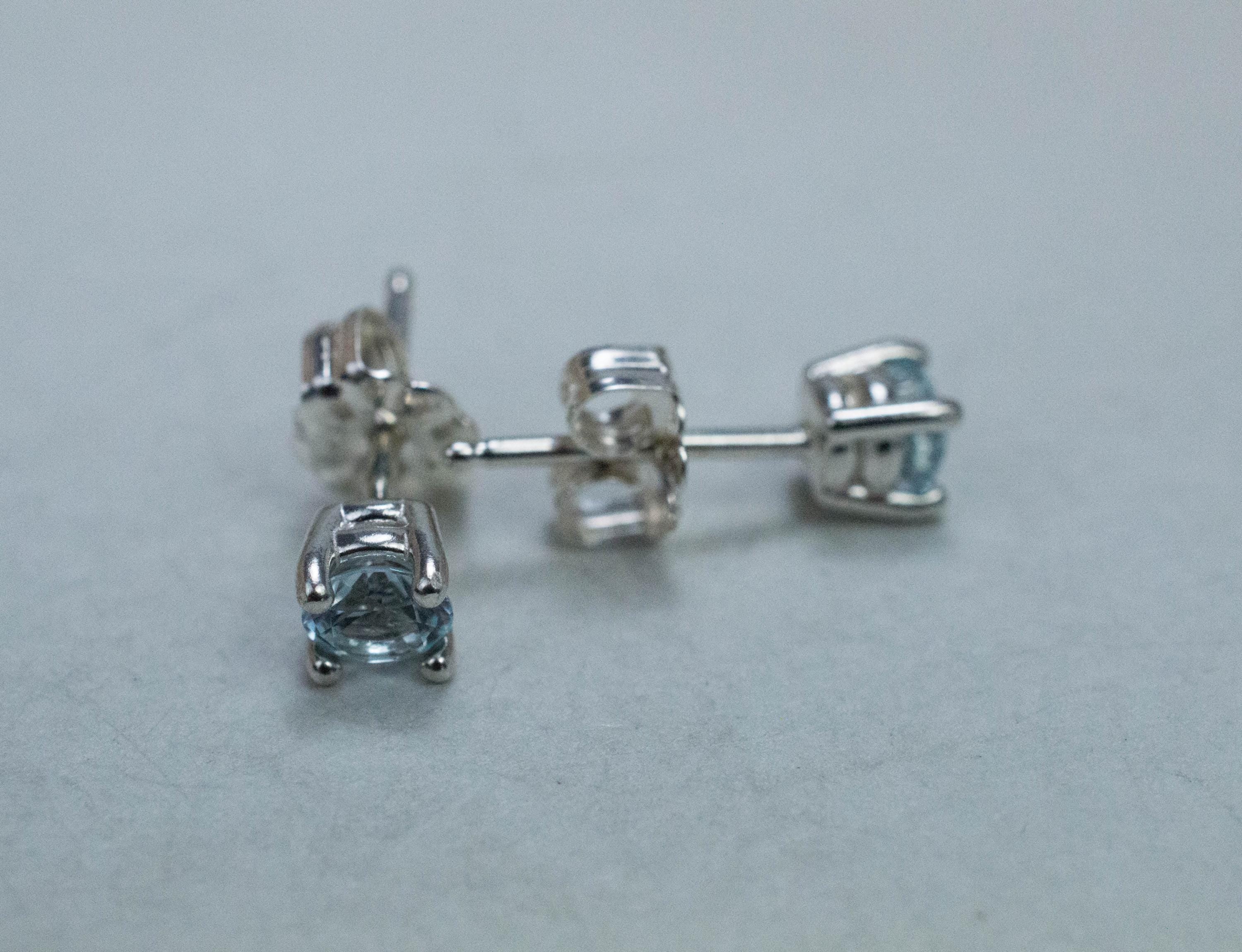Blue Topaz Earrings; Natural Brazilian Topaz; 0.580cts - Mark Oliver Gems