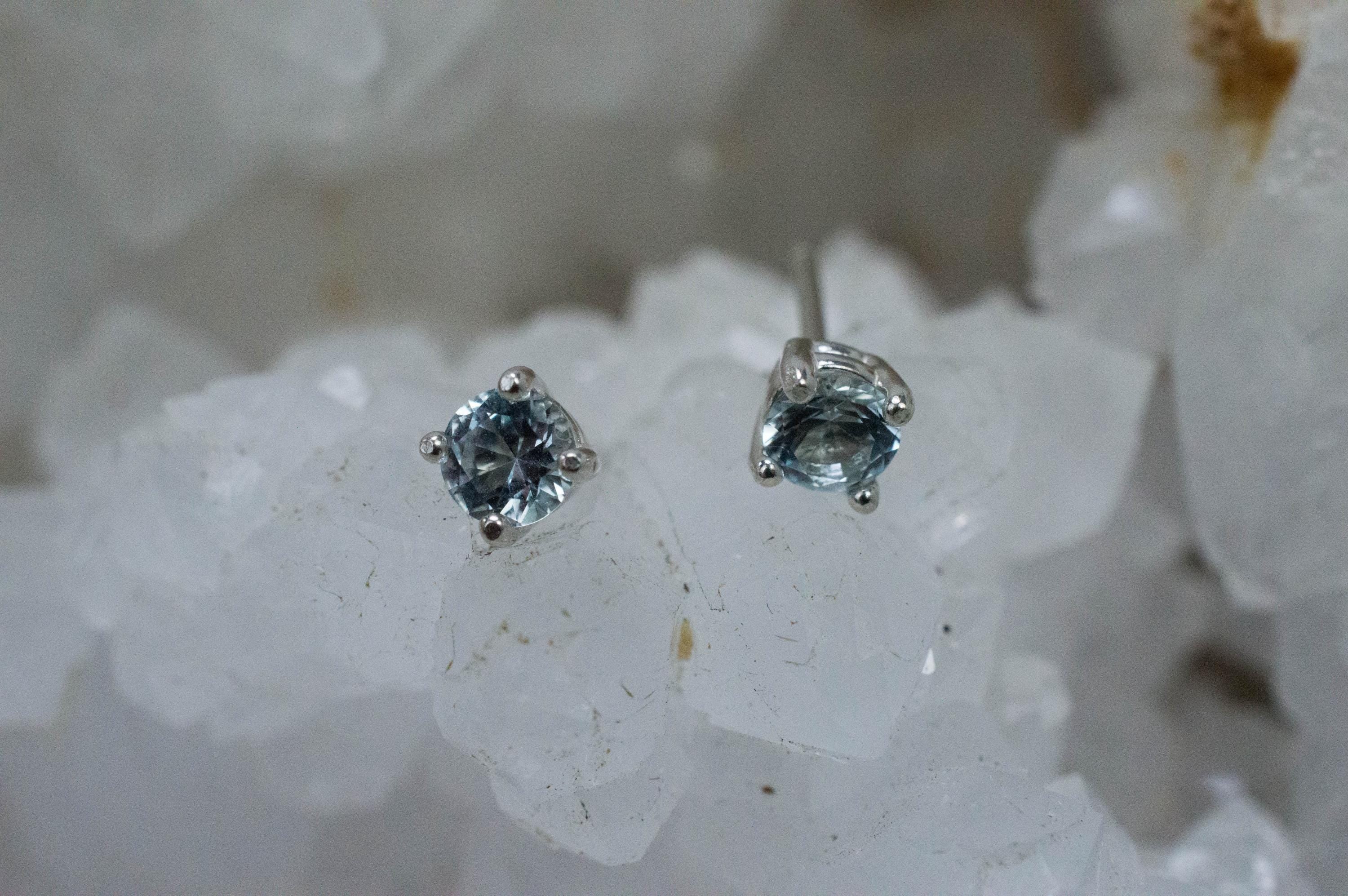 Blue Topaz Earrings; Natural Brazilian Topaz; 0.580cts - Mark Oliver Gems