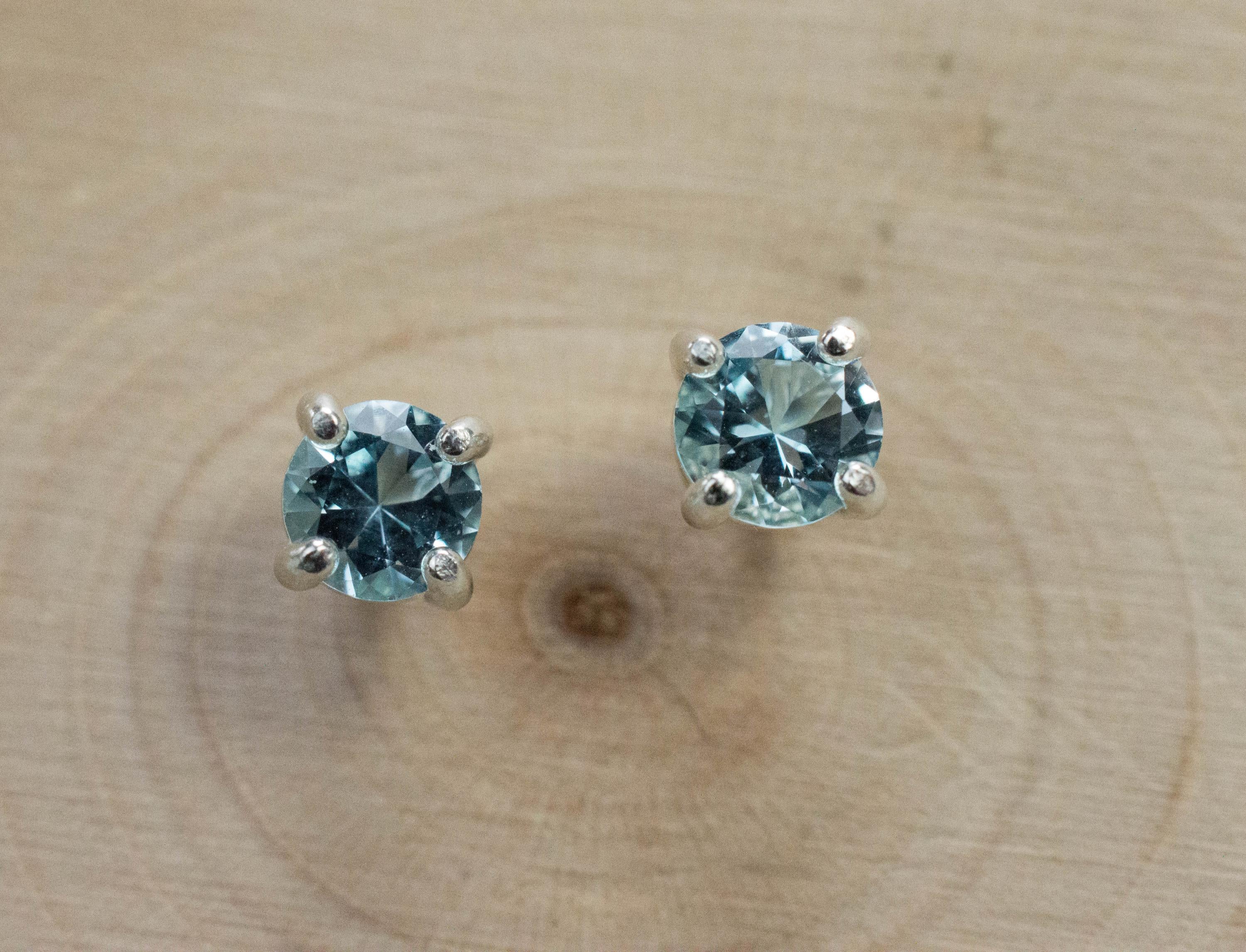 Blue Topaz Earrings; Natural Brazilian Topaz; 0.940cts - Mark Oliver Gems