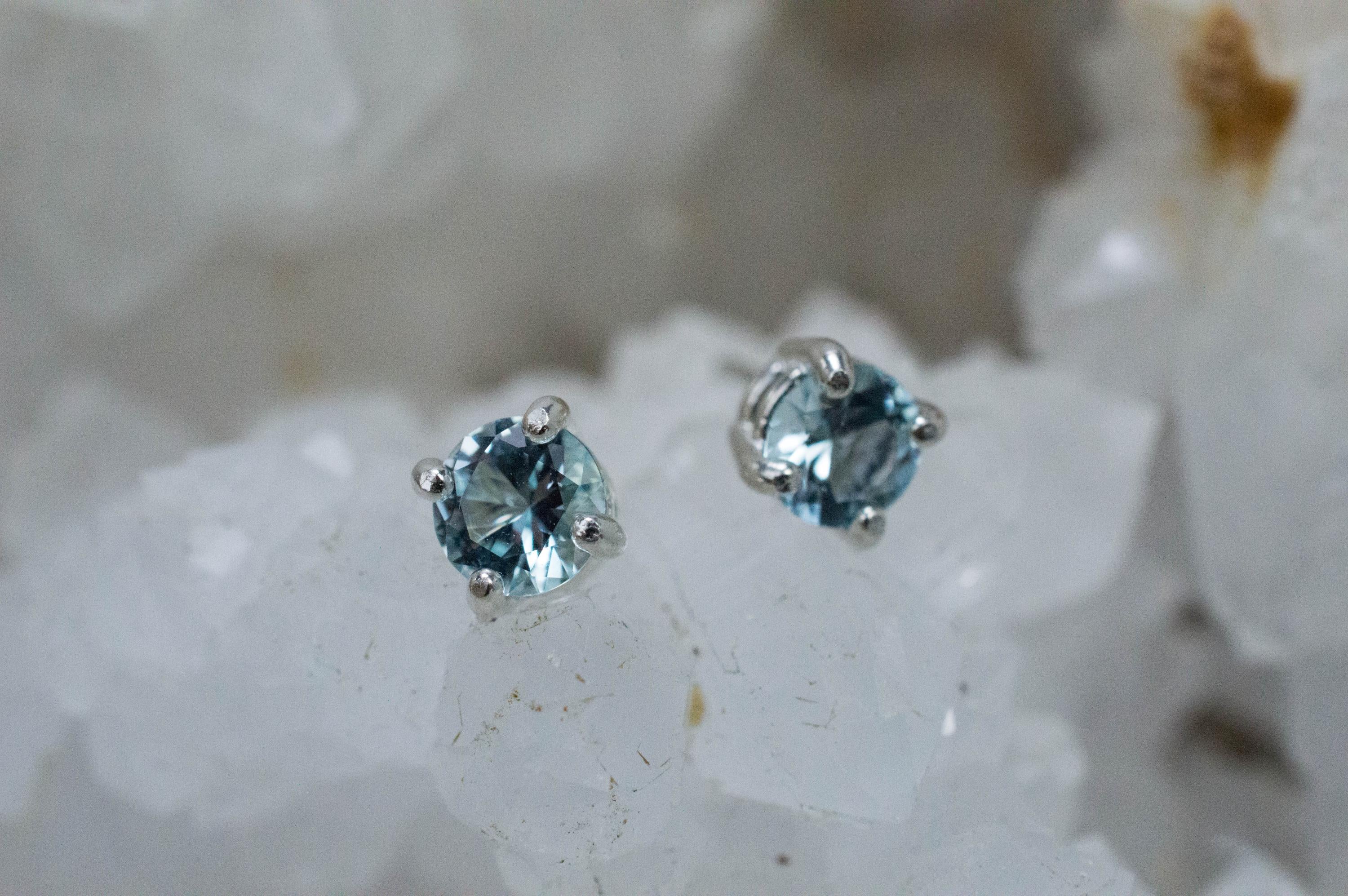 Blue Topaz Earrings; Natural Brazilian Topaz; 0.940cts - Mark Oliver Gems