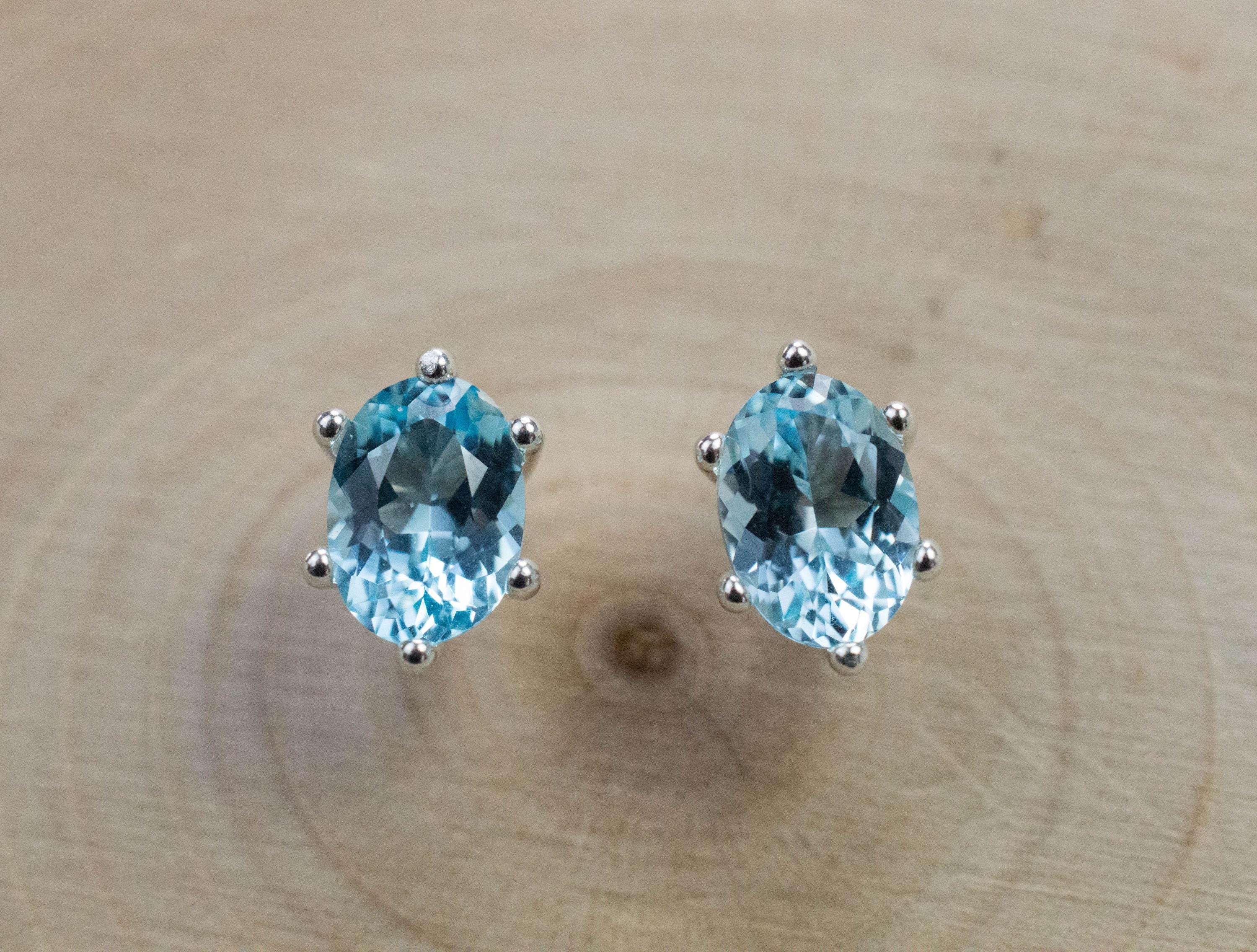 Blue Topaz Earrings; Natural Brazilian Topaz; 1.805cts - Mark Oliver Gems