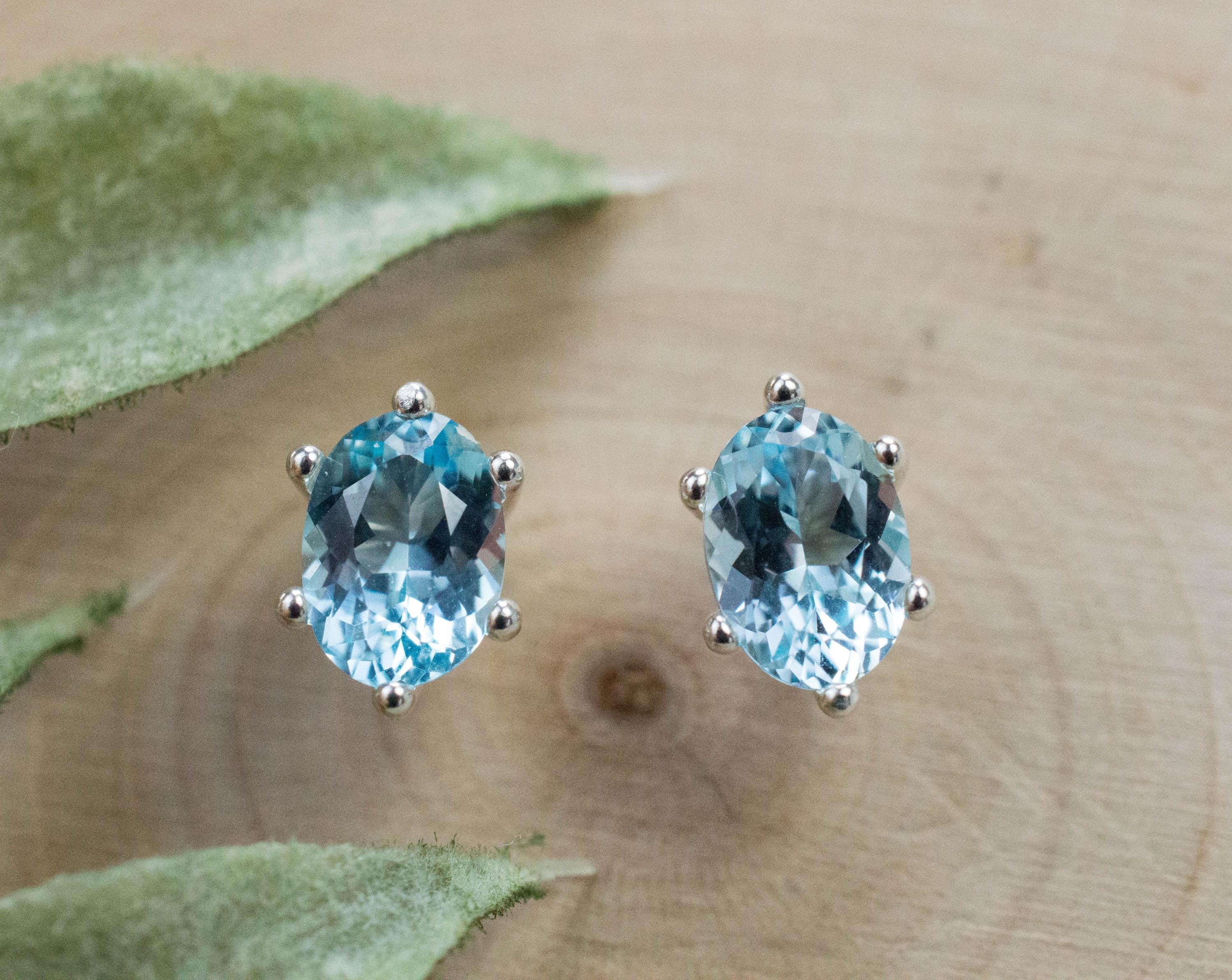 Blue Topaz Earrings; Natural Brazilian Topaz; 1.805cts - Mark Oliver Gems