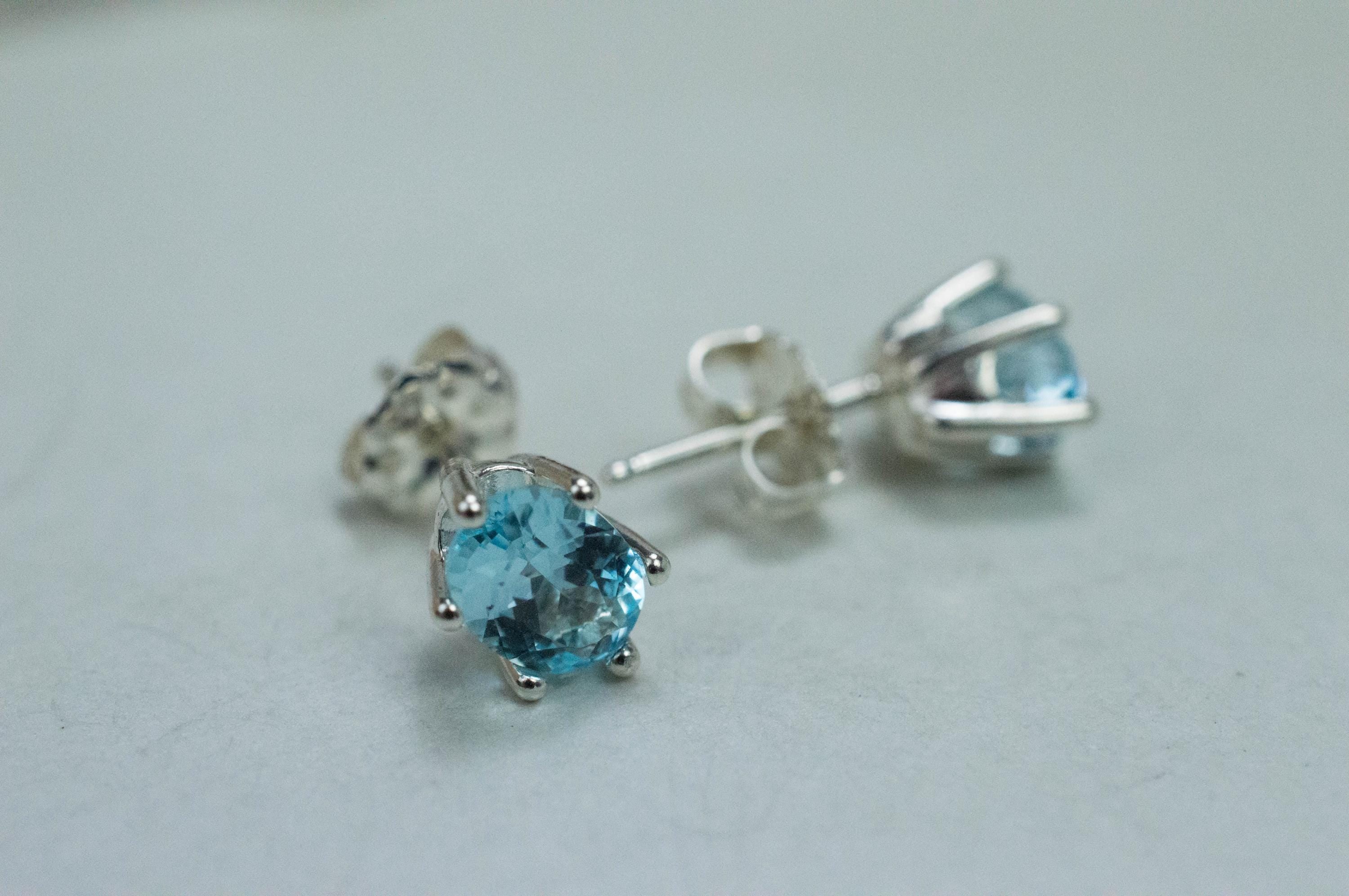 Blue Topaz Earrings; Natural Brazilian Topaz; 1.805cts - Mark Oliver Gems