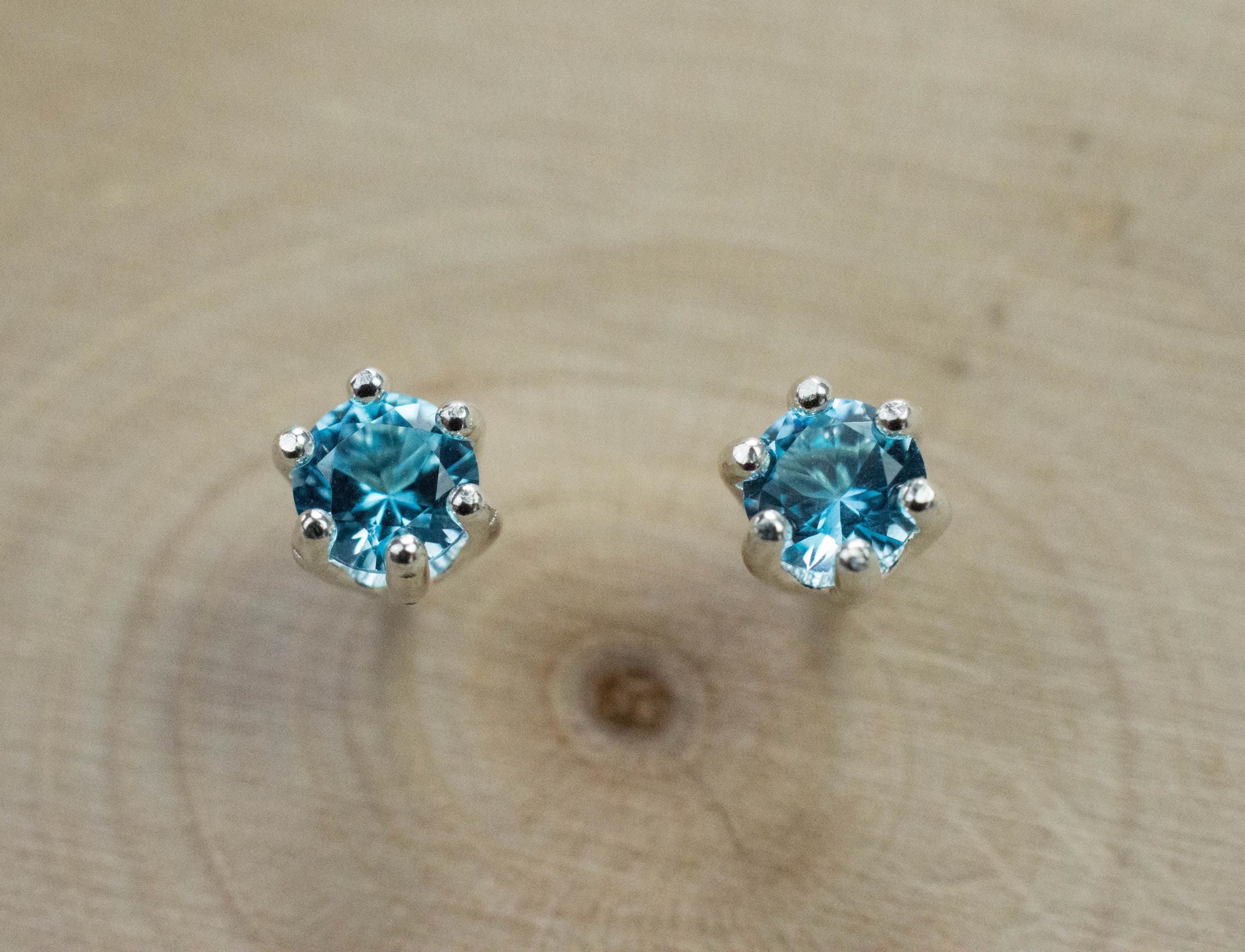 Blue Topaz Earrings; Natural Brazil Topaz; 0.525cts - Mark Oliver Gems