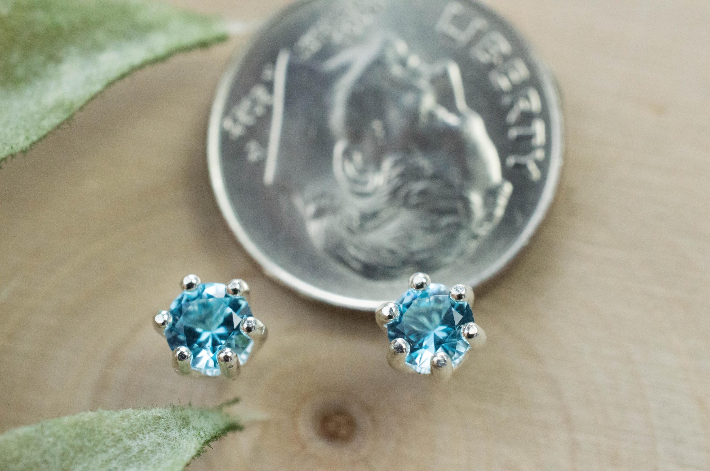 Blue Topaz Earrings; Natural Brazil Topaz; 0.525cts - Mark Oliver Gems