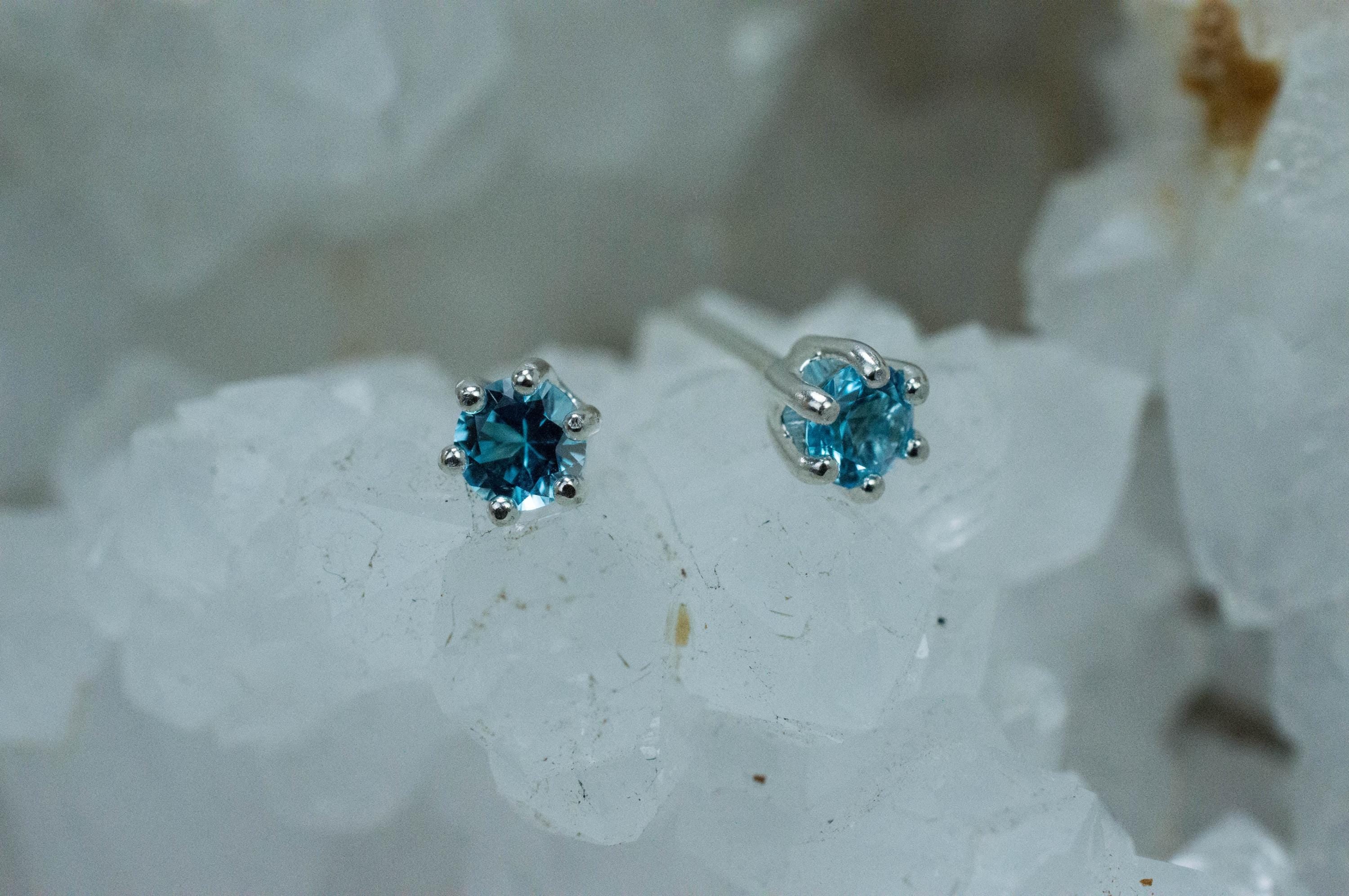 Blue Topaz Earrings; Natural Brazil Topaz; 0.525cts - Mark Oliver Gems