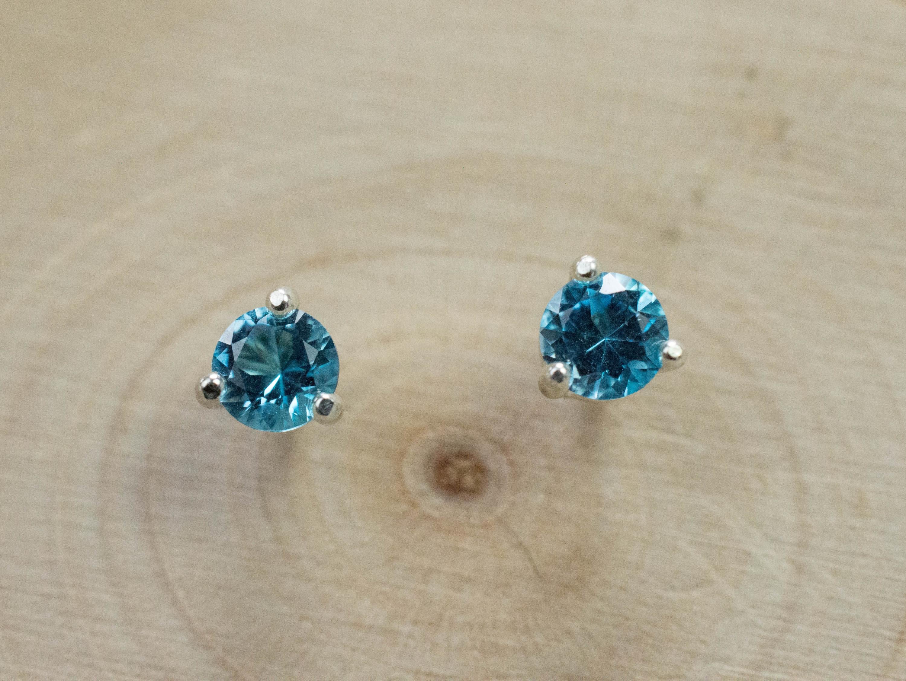 Blue Topaz Earrings; Natural Brazil Topaz; 0.560cts - Mark Oliver Gems