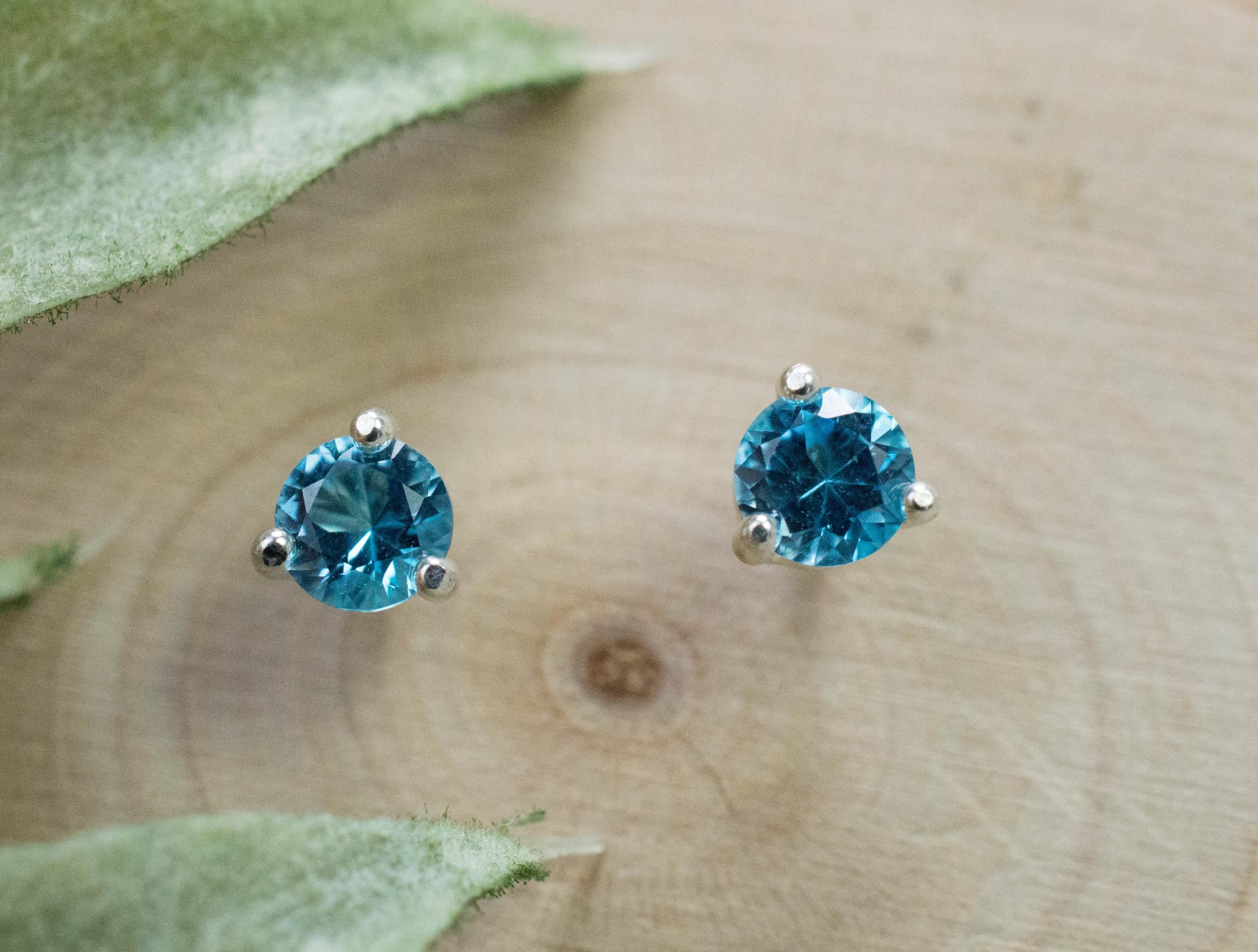 Blue Topaz Earrings; Natural Brazil Topaz; 0.560cts - Mark Oliver Gems