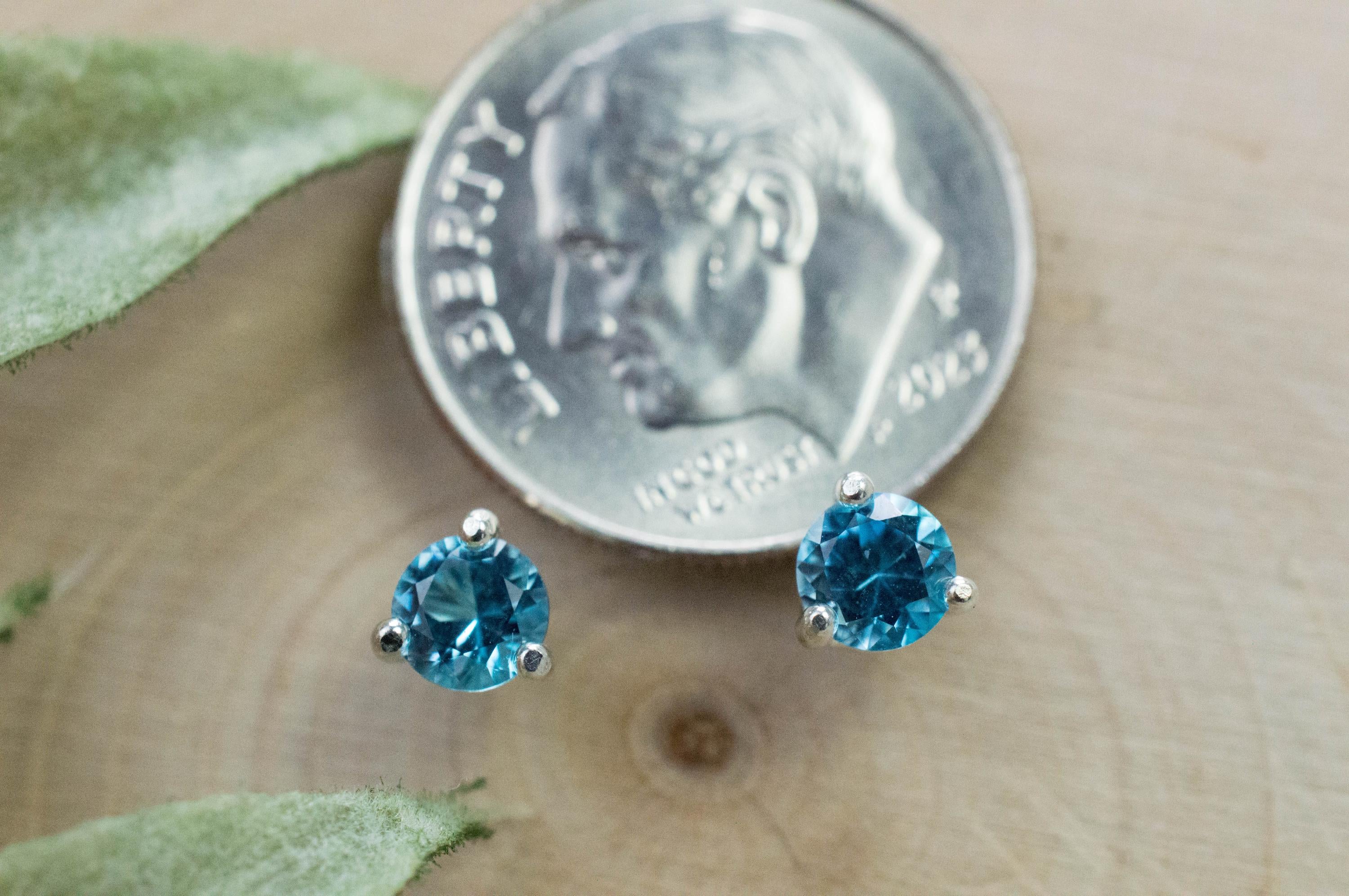 Blue Topaz Earrings; Natural Brazil Topaz; 0.560cts - Mark Oliver Gems