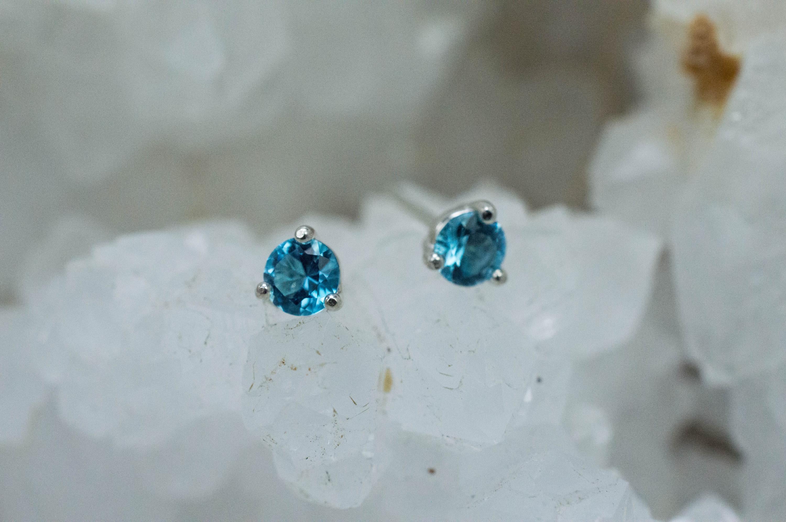 Blue Topaz Earrings; Natural Brazil Topaz; 0.560cts - Mark Oliver Gems