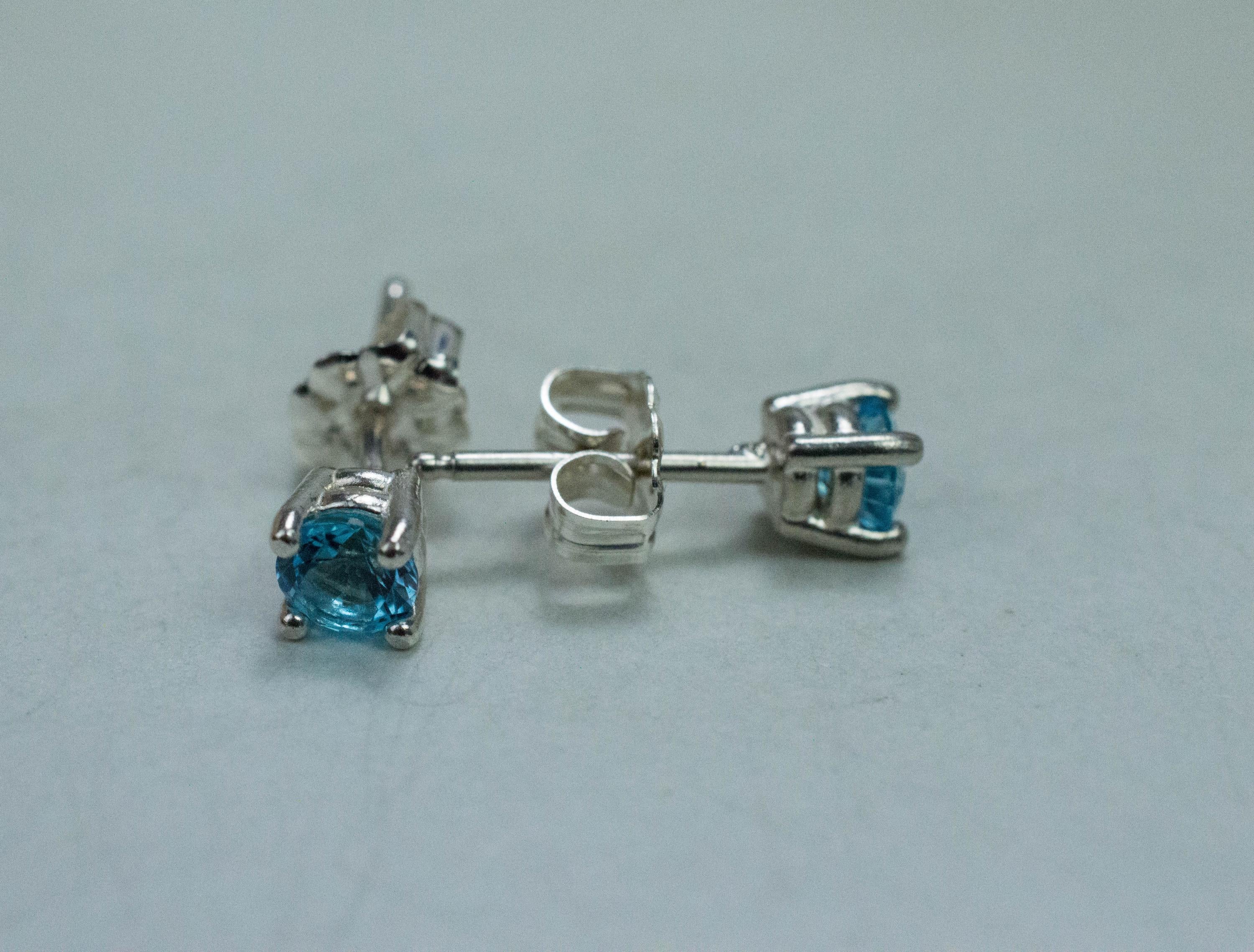 Blue Topaz Earrings; Natural Brazil Topaz; 0.575cts - Mark Oliver Gems