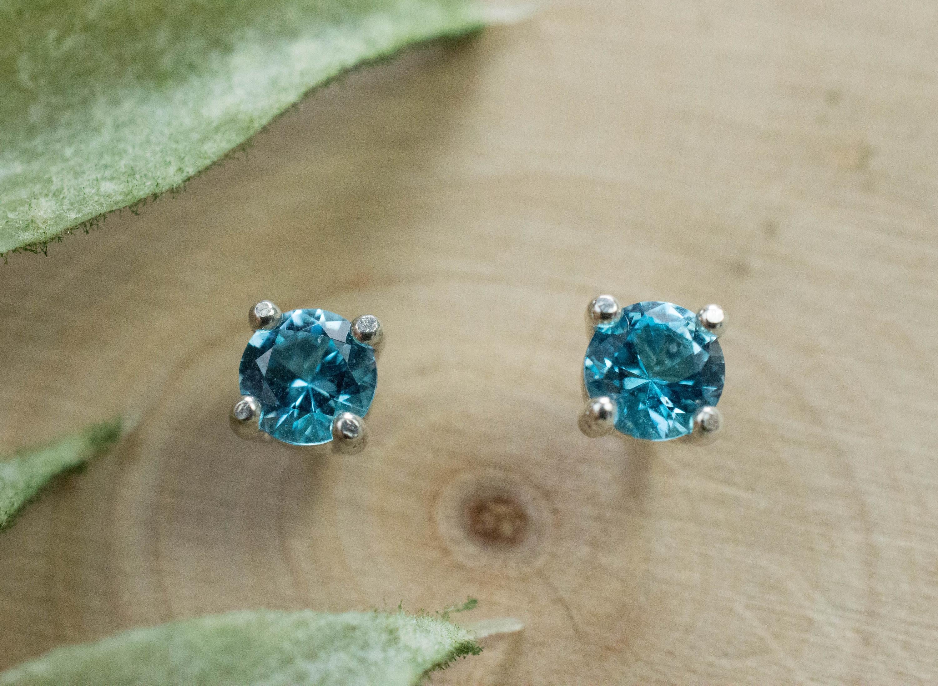 Blue Topaz Earrings; Natural Brazil Topaz; 0.575cts - Mark Oliver Gems