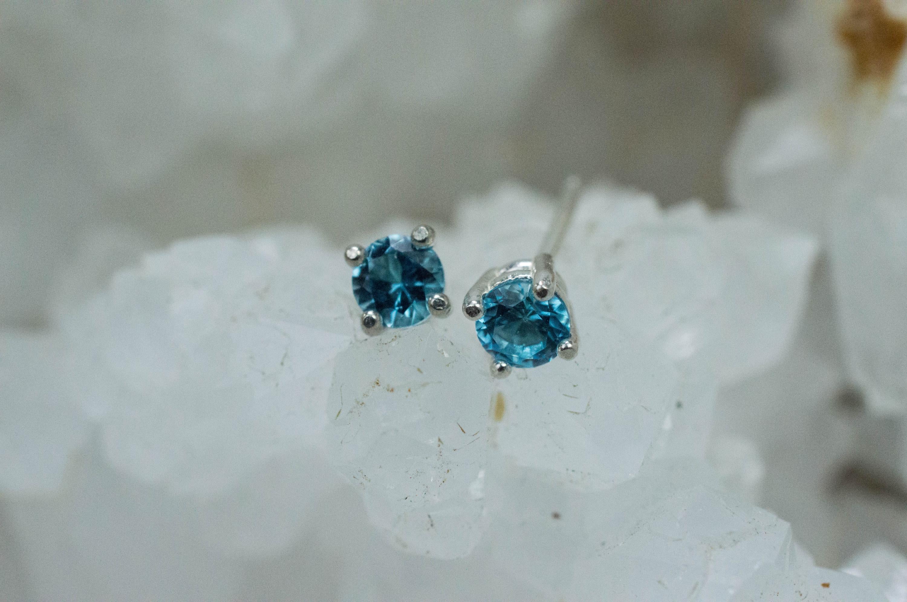 Blue Topaz Earrings; Natural Brazil Topaz; 0.575cts - Mark Oliver Gems