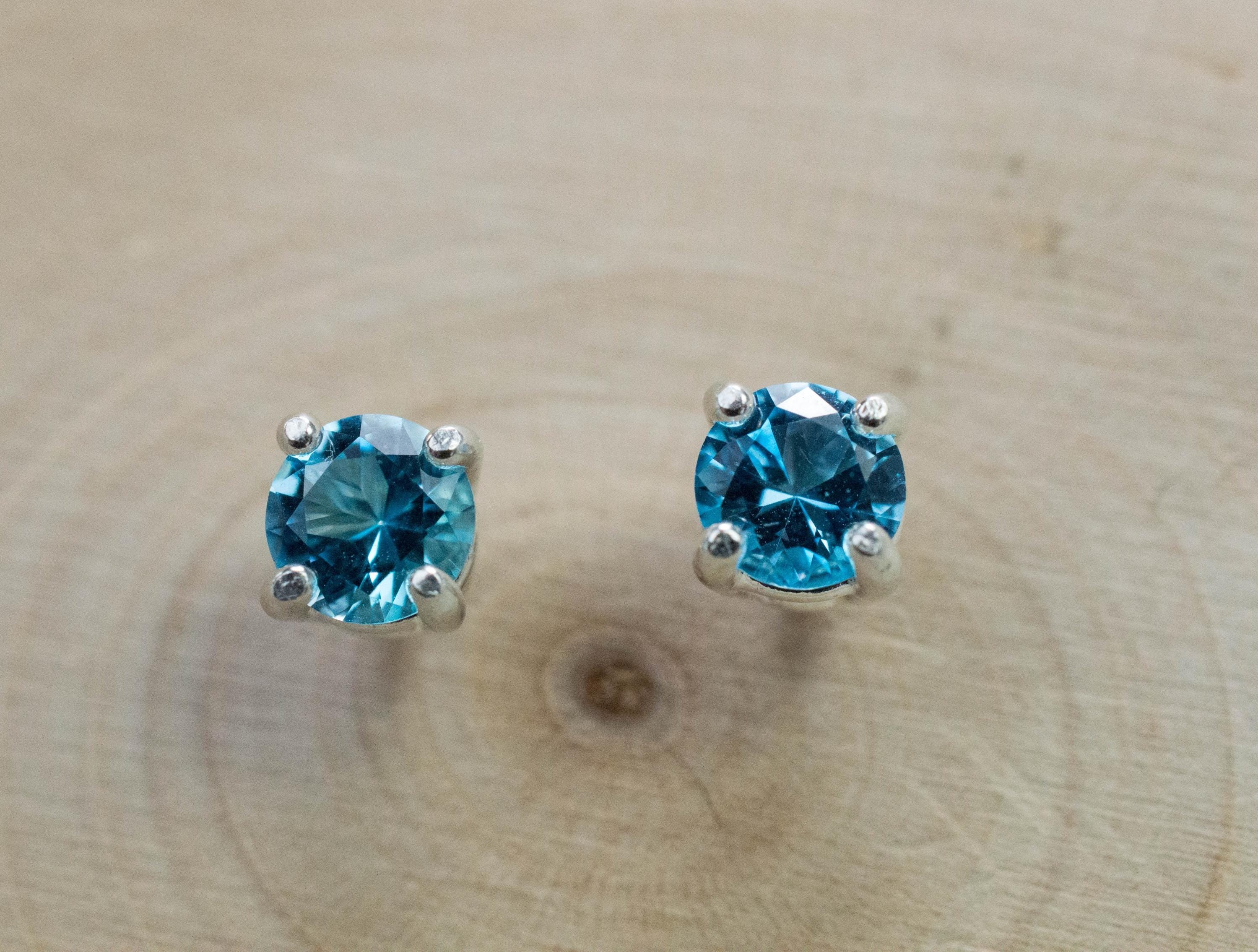 Blue Topaz Earrings; Natural Brazil Topaz; 0.980cts - Mark Oliver Gems