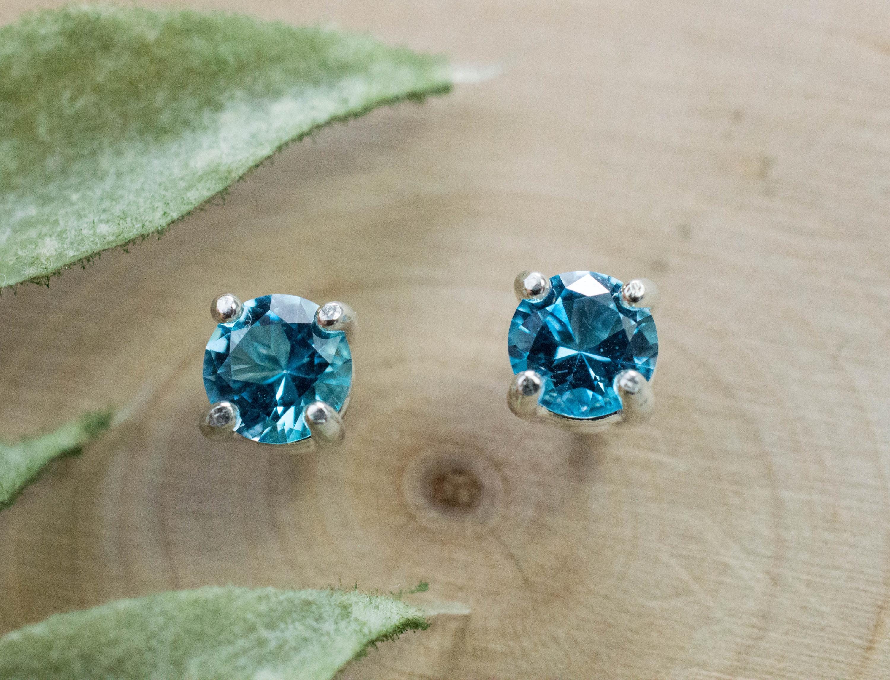 Blue Topaz Earrings; Natural Brazil Topaz; 0.980cts - Mark Oliver Gems