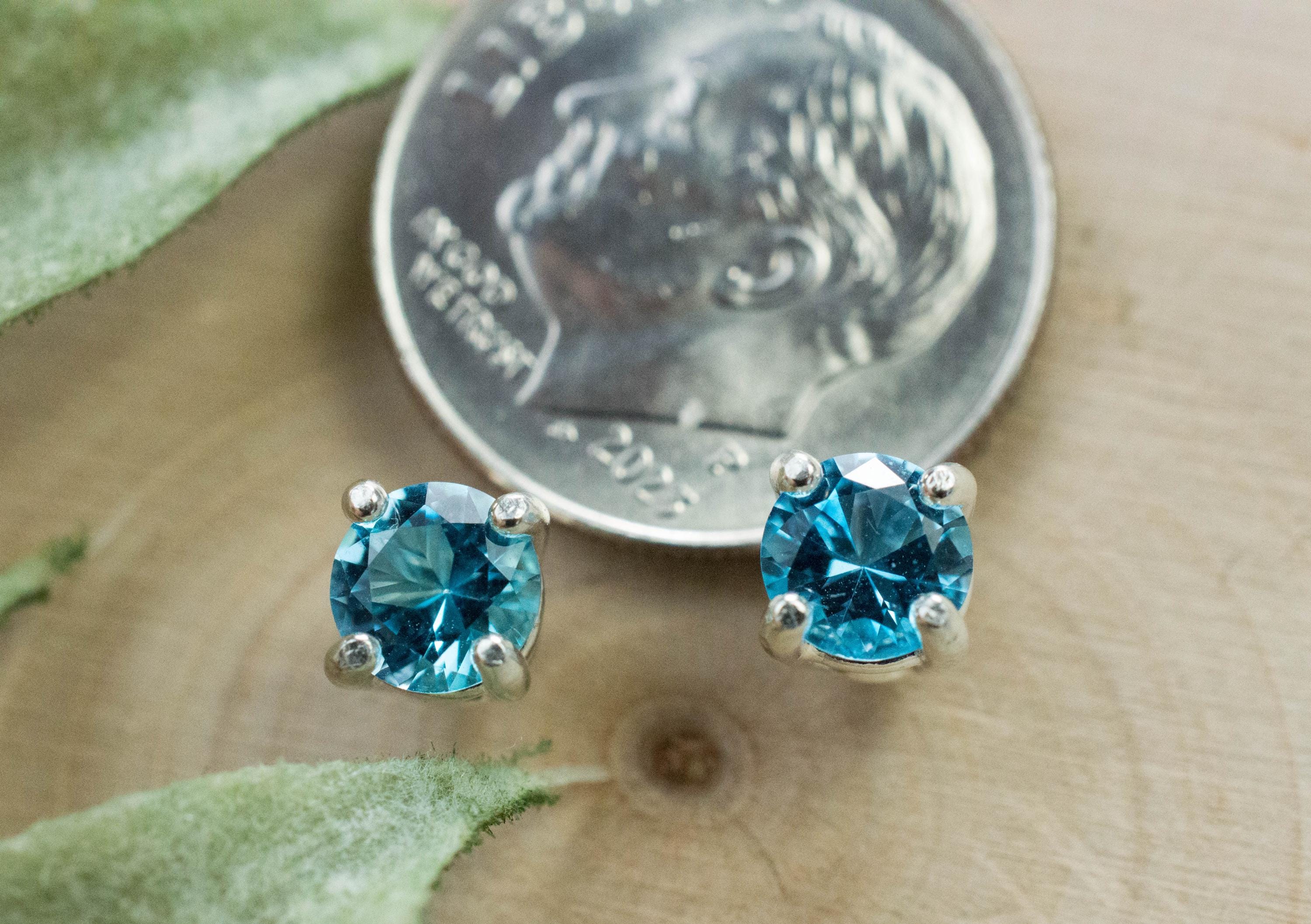 Blue Topaz Earrings; Natural Brazil Topaz; 0.980cts - Mark Oliver Gems